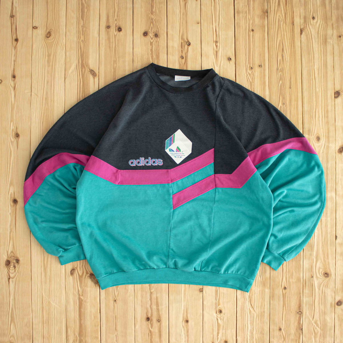(XL) Adidas Vintage Sweatshirt Blue Black