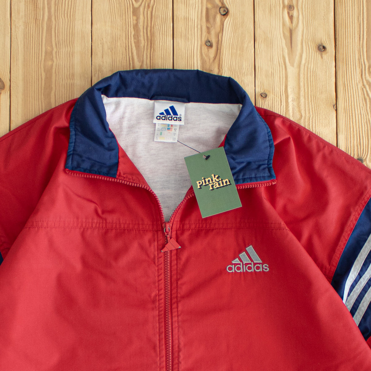 (L) Adidas Vintage Embroidered Jacket Red