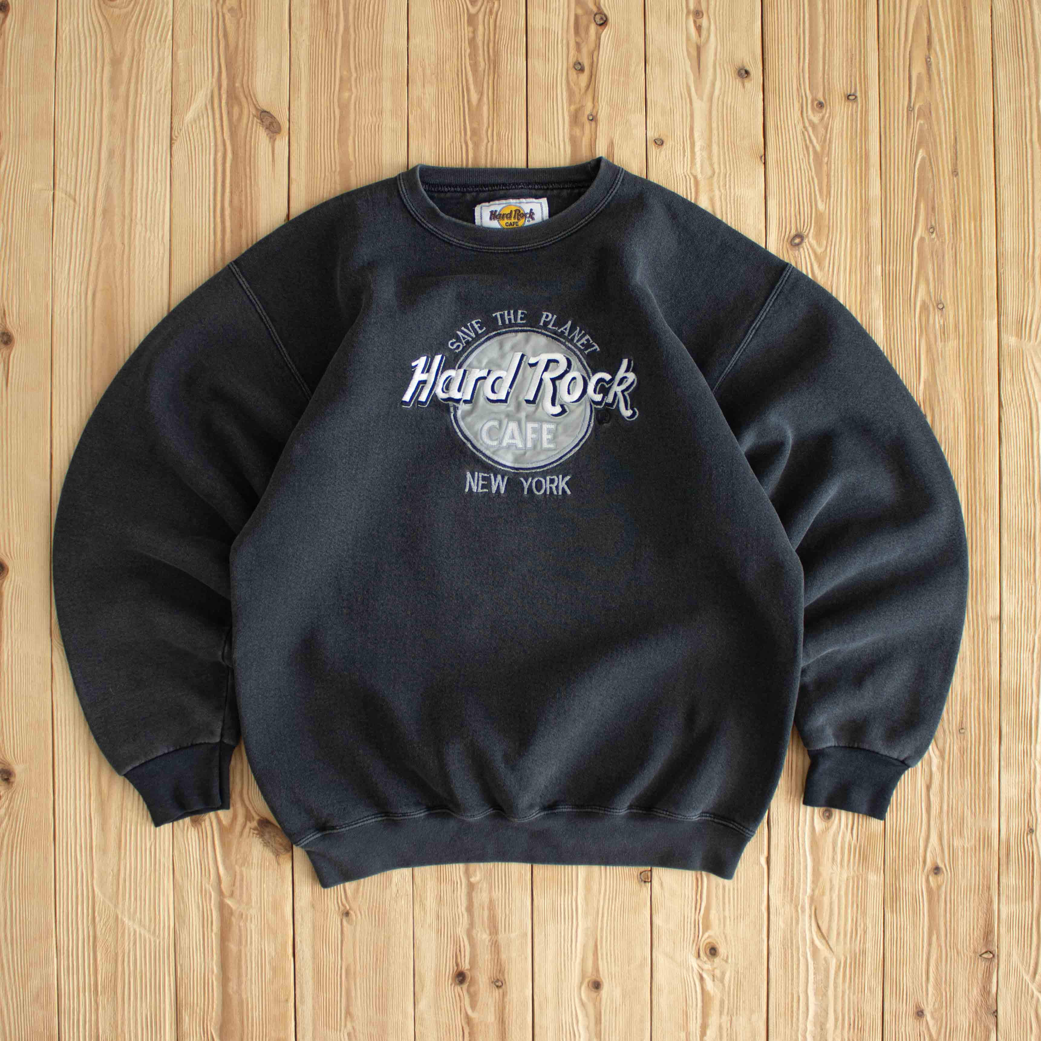 (M) Hard Rock Cafe New York Vintage Embroidered Sweatshirt Gray