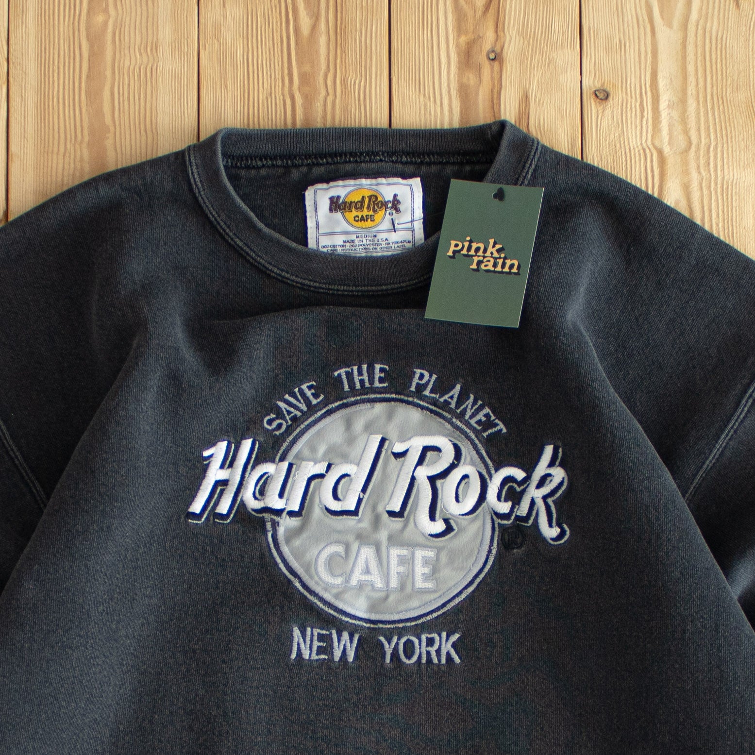 (M) Hard Rock Cafe New York Vintage Embroidered Sweatshirt Gray