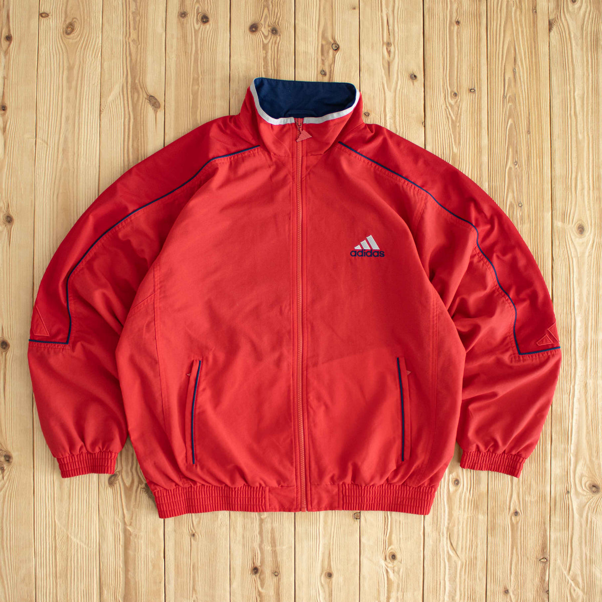 (L) Adidas Vintage Embroidered Jacket Red