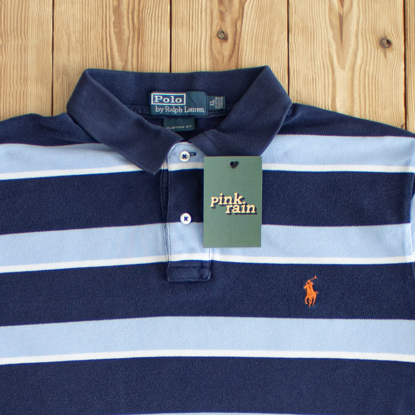 (M/L) Polo Ralph Lauren Vintage Embroidered Polo T-Shirt Blue