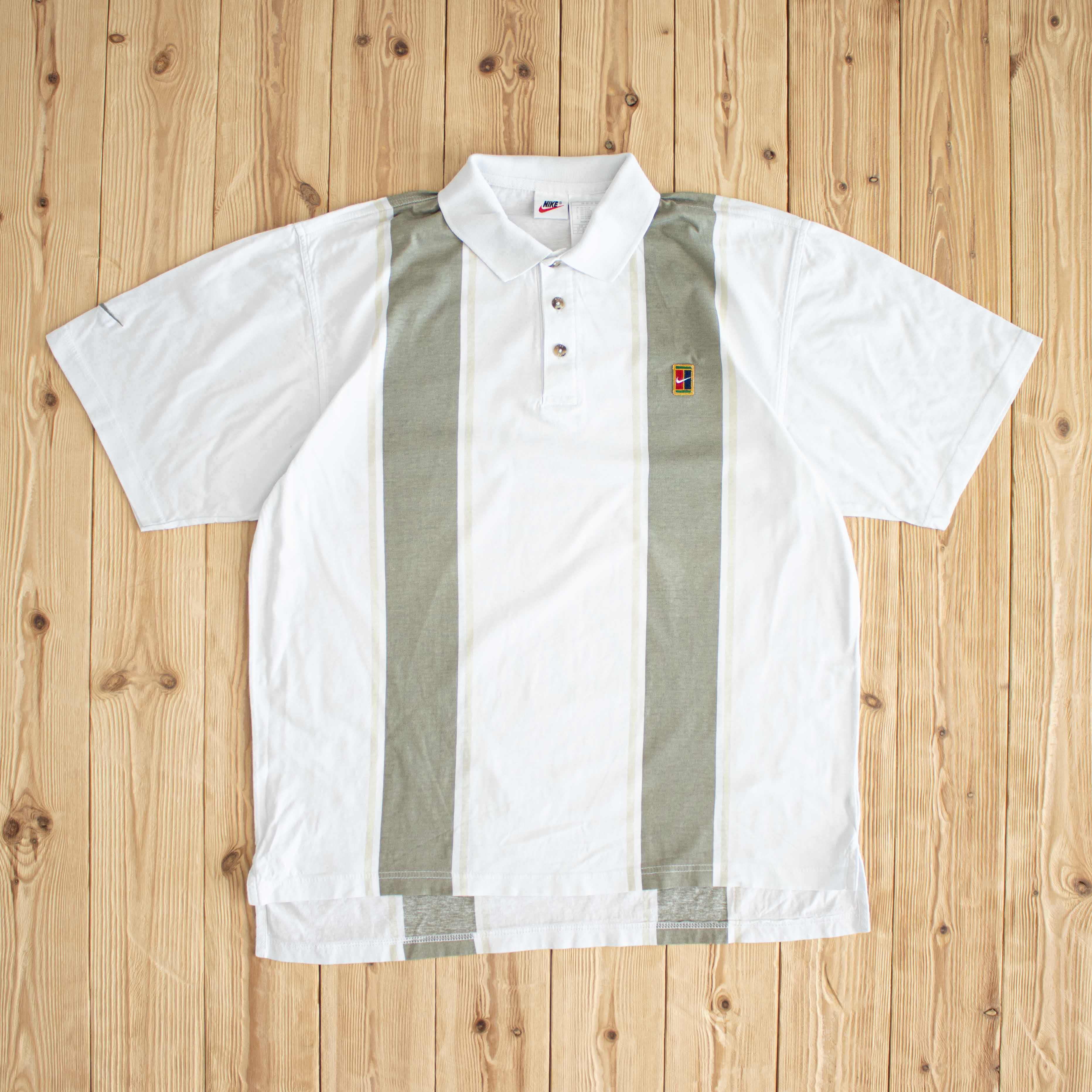 (L) Nike Vintage Embroidered Polo T-Shirt White