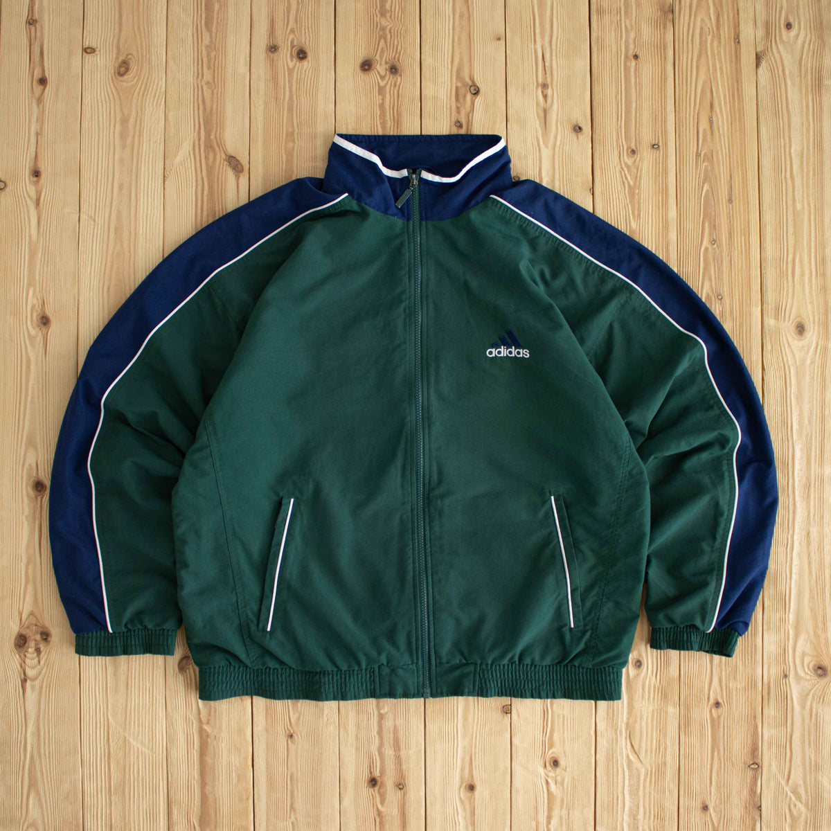 (L) Adidas Vintage Embroidered Jacket Green/Blue