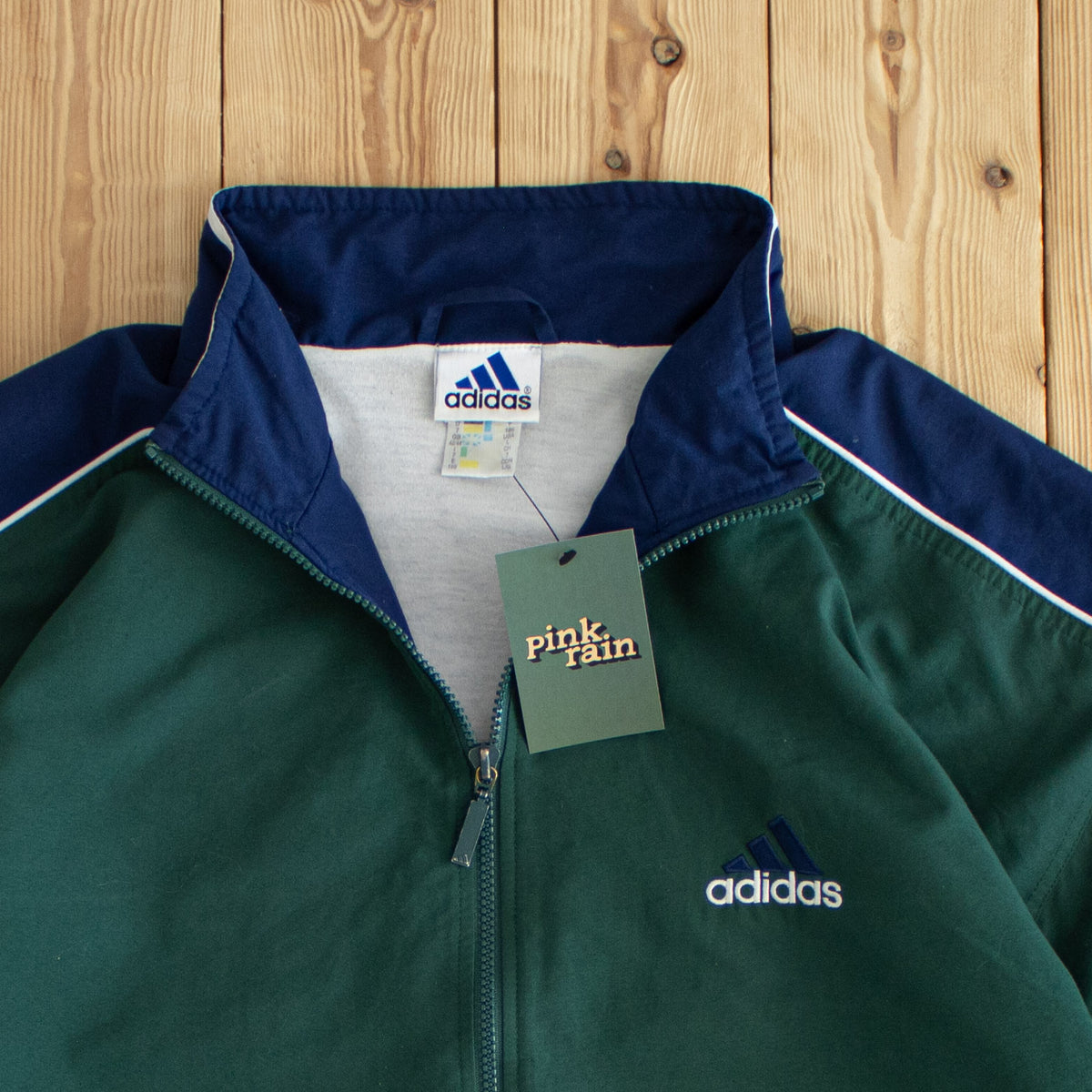 (L) Adidas Vintage Embroidered Jacket Green/Blue