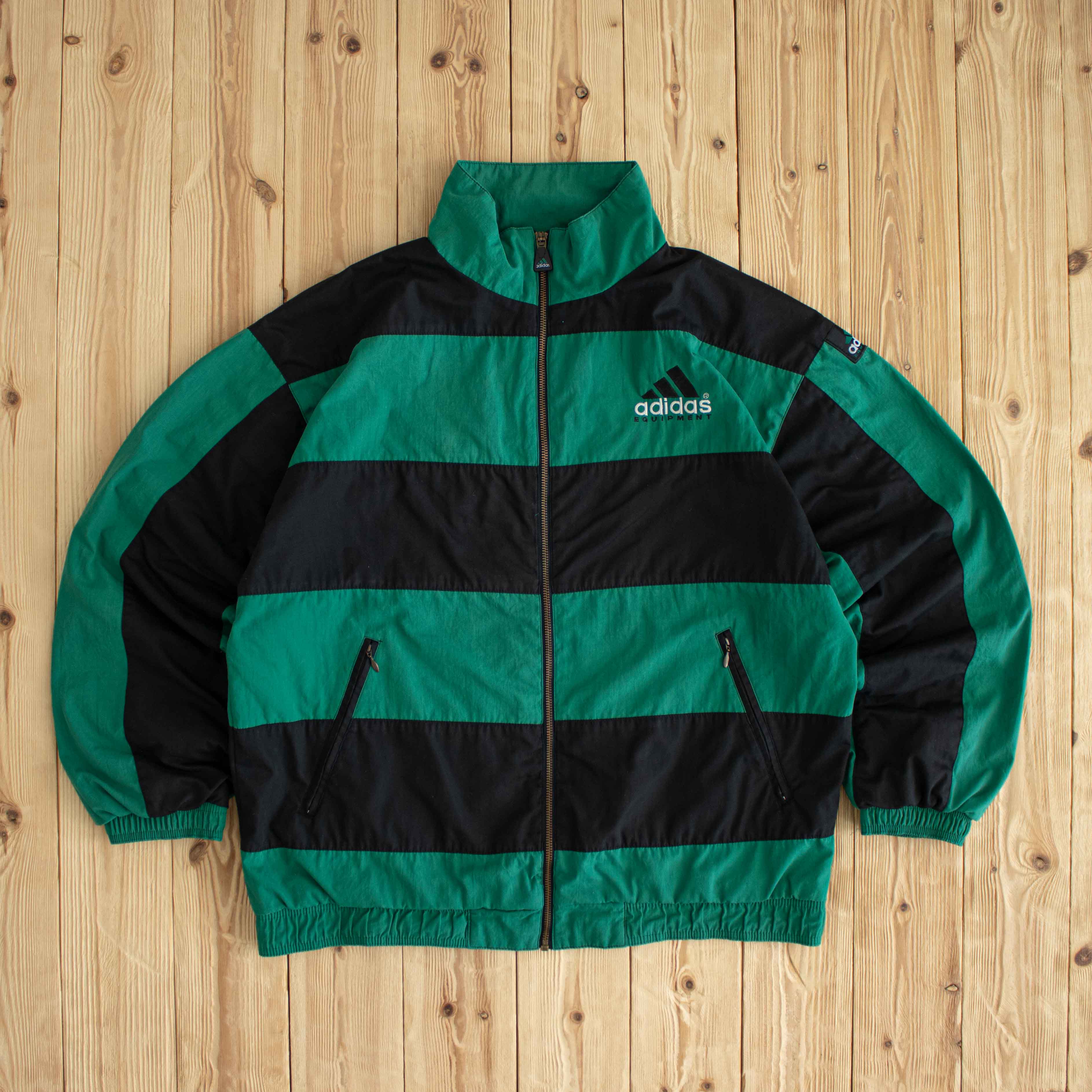 (L) Adidas Equipment Vintage Embroidered Jacket Green Black