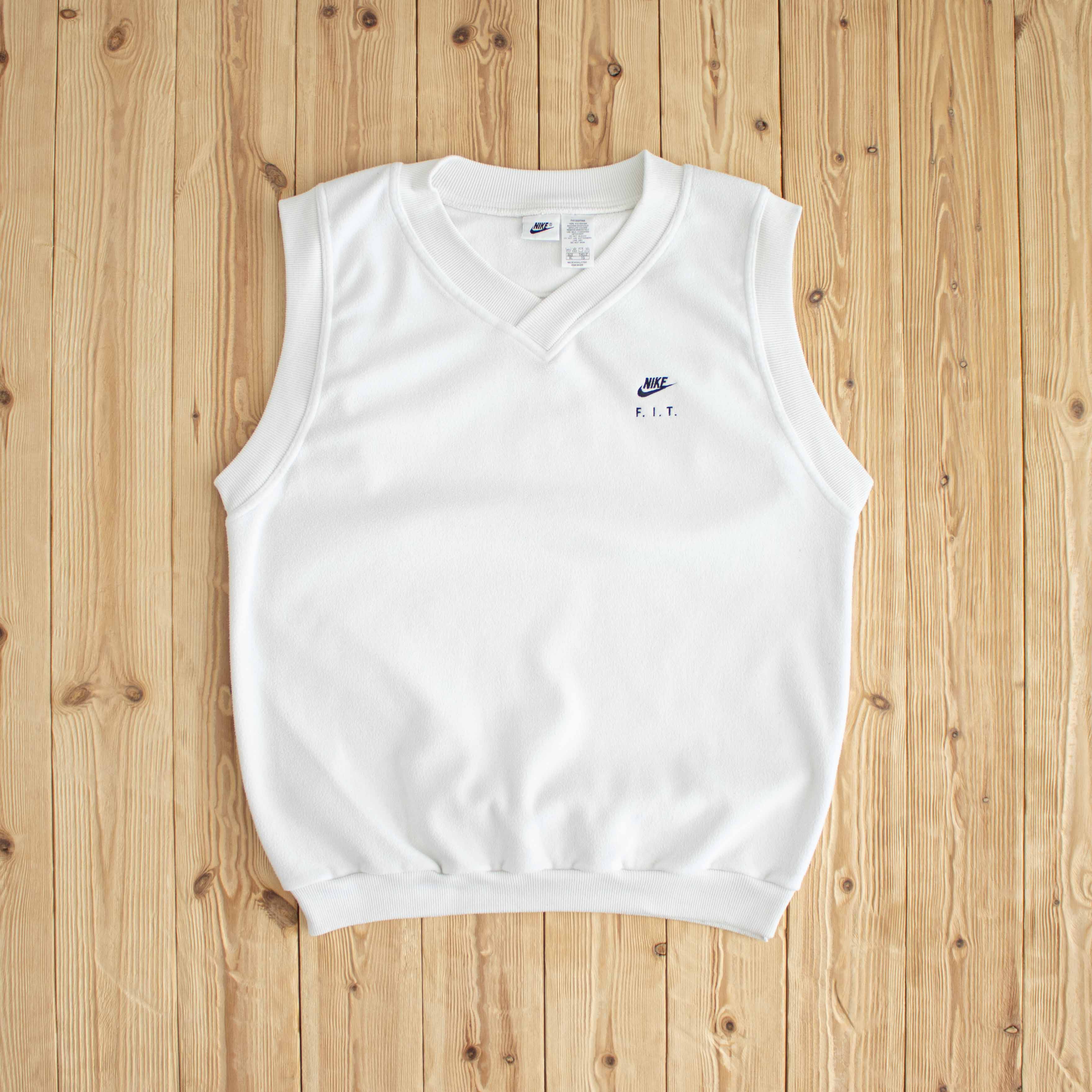 (L/XL) Nike Fit Vintage Embroidered Vest White