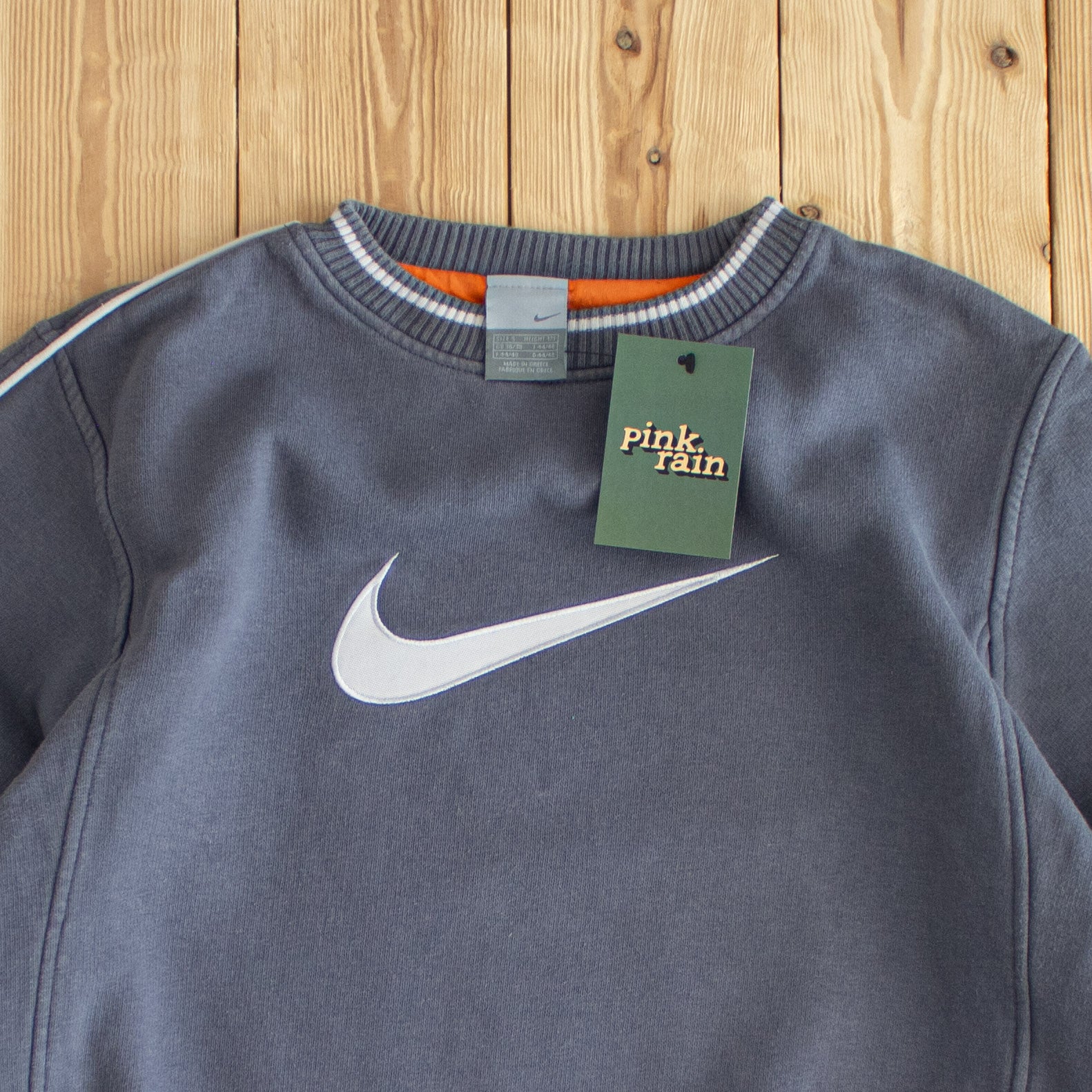 (S) Nike Swoosh Vintage Embroidered Sweatshirt Blue Gray