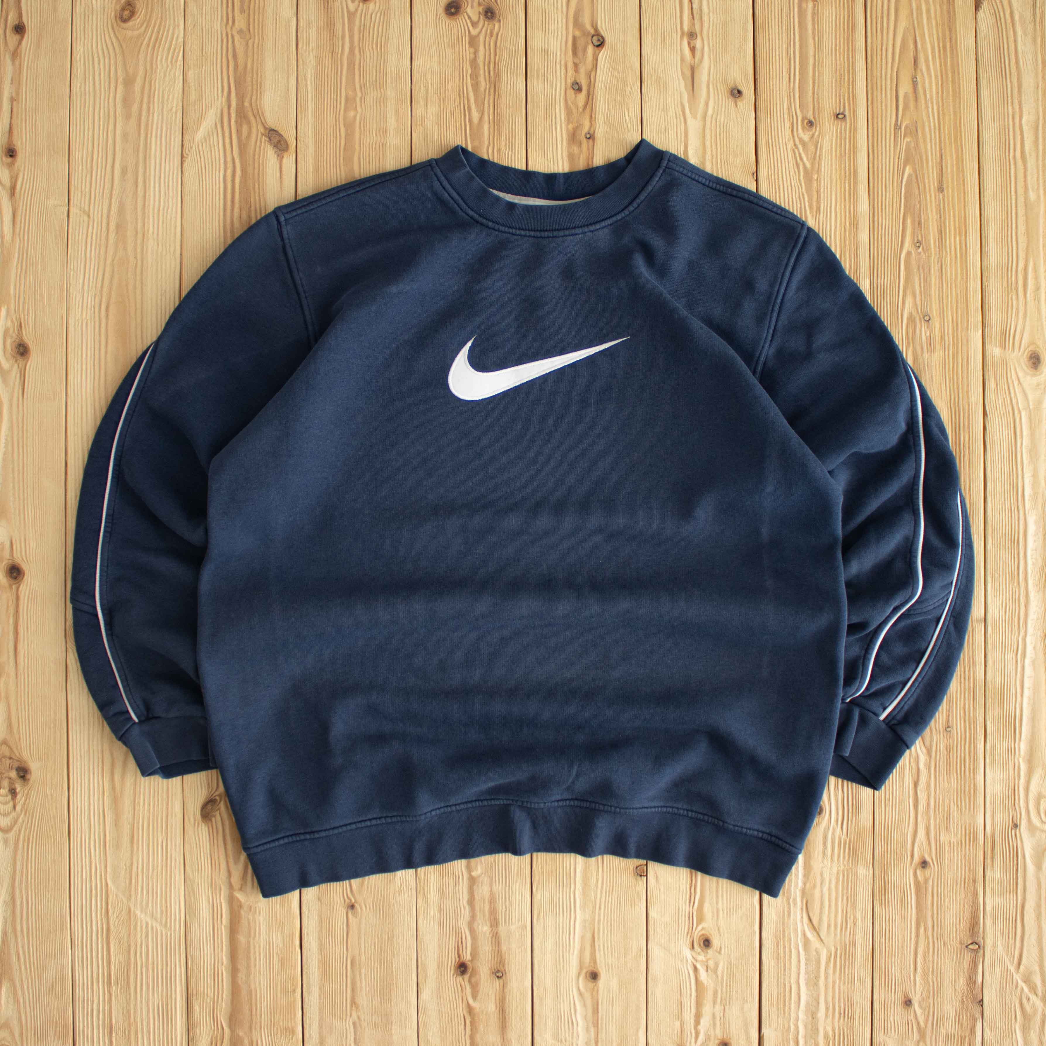 (XL) Nike Swoosh Vintage Embroidered Sweatshirt Blue