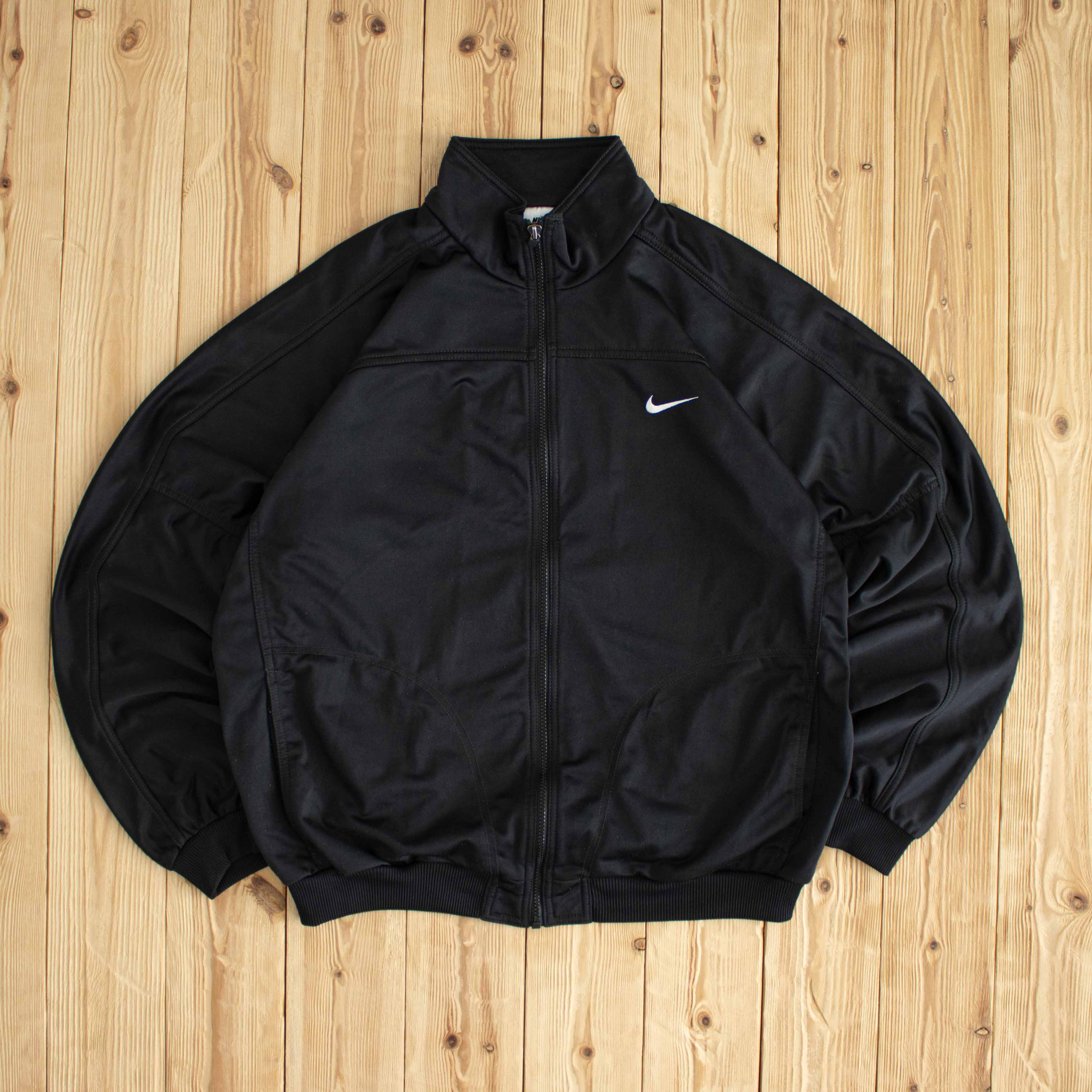 (L) Nike Swoosh Vintage Embroidered Full-Zip Sweatshirt Black