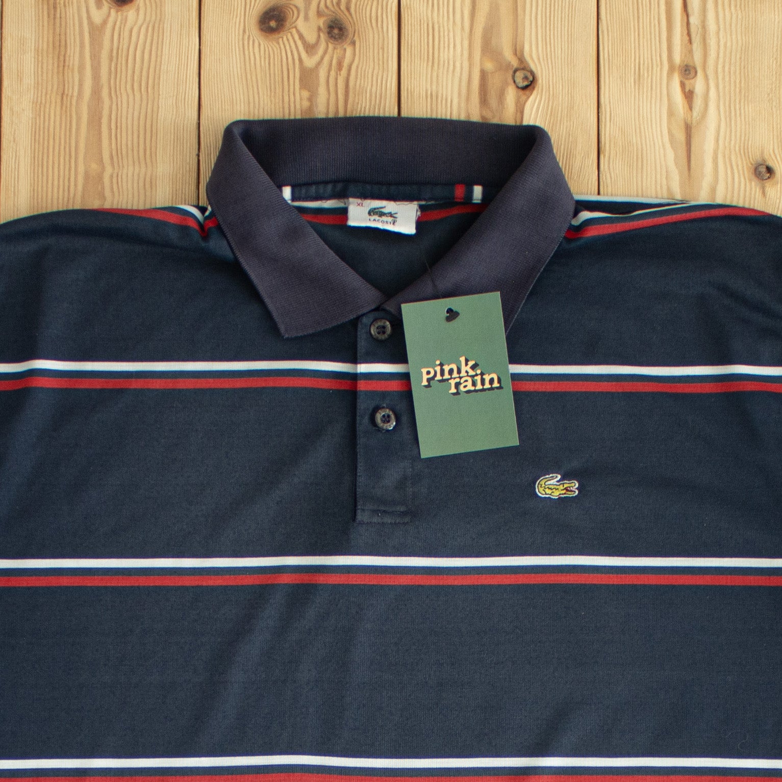(L) Lacoste Vintage Embroidered Polo T-Shirt Blue