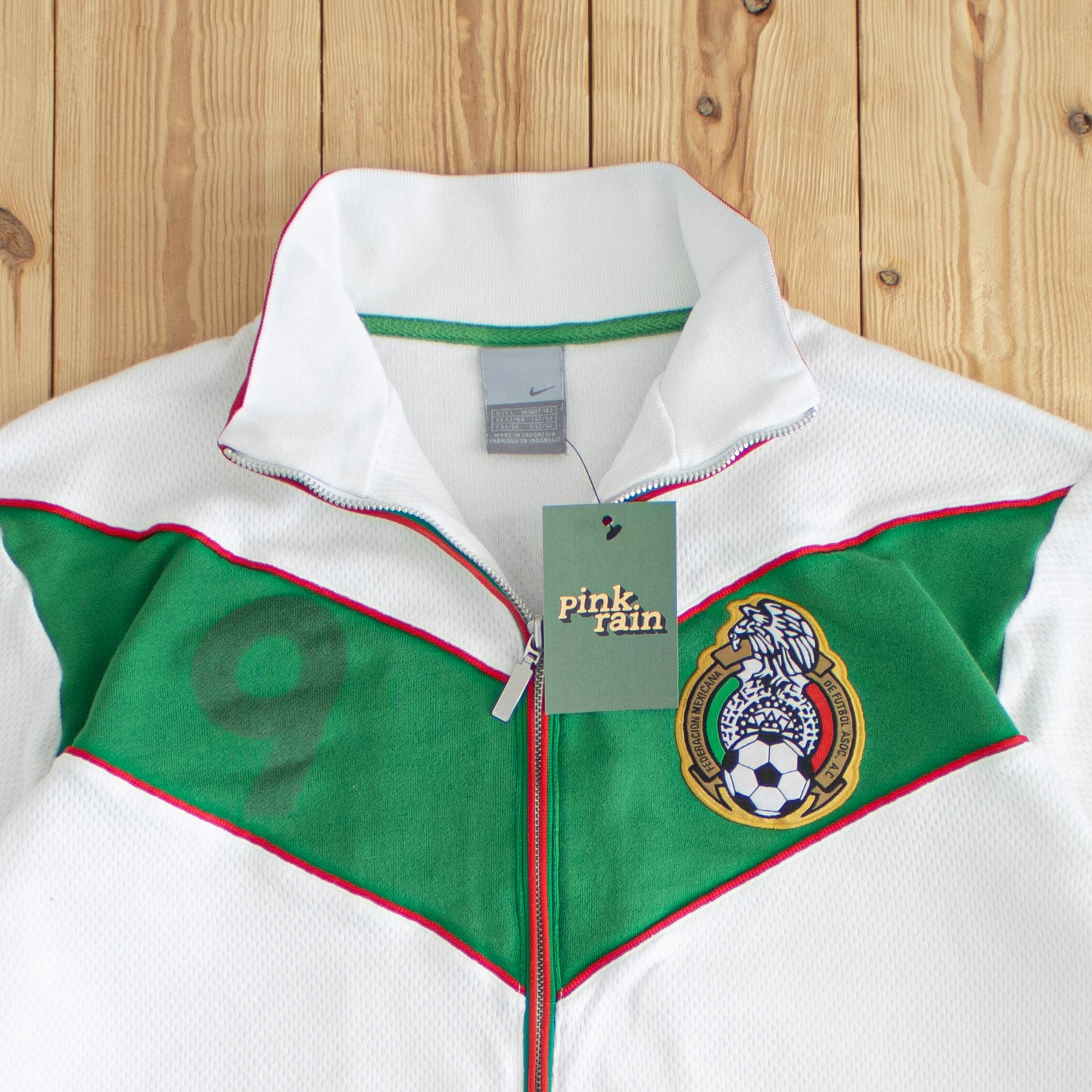 (L) Nike Mexico No 9 Vintage Embroidered Full-Zip Sweatshirt White