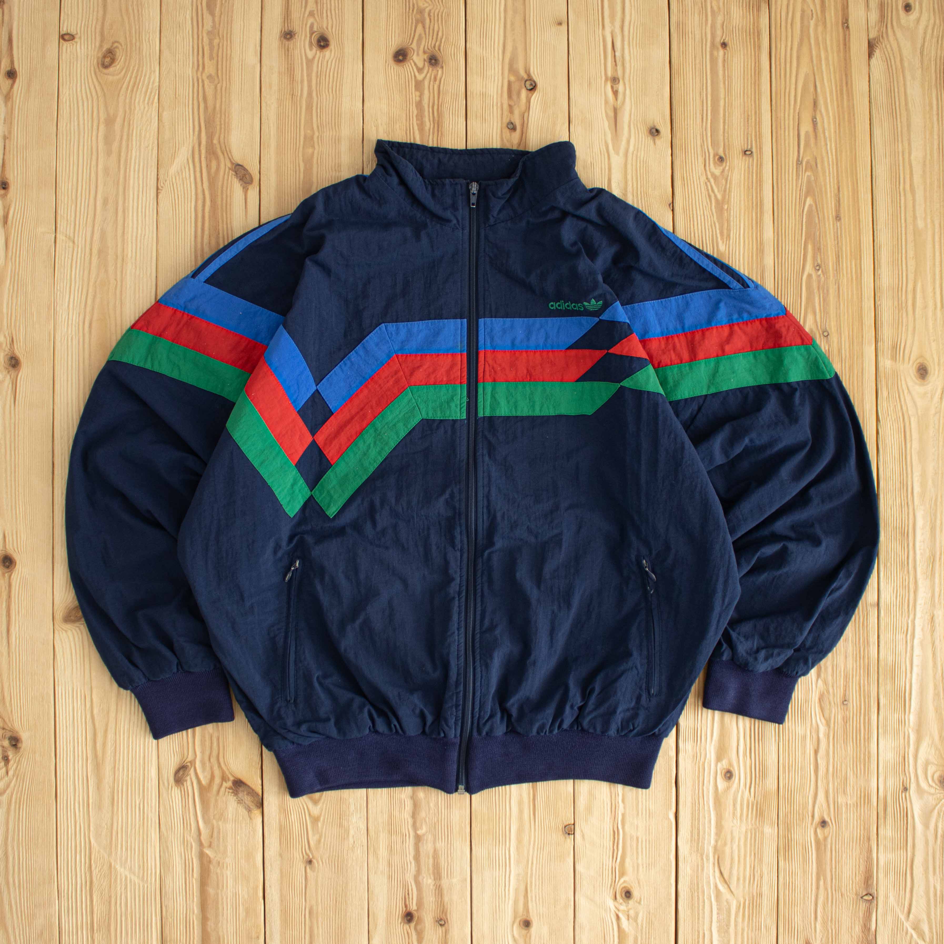 (L) Adidas Vintage Embroidered Jacket Blue