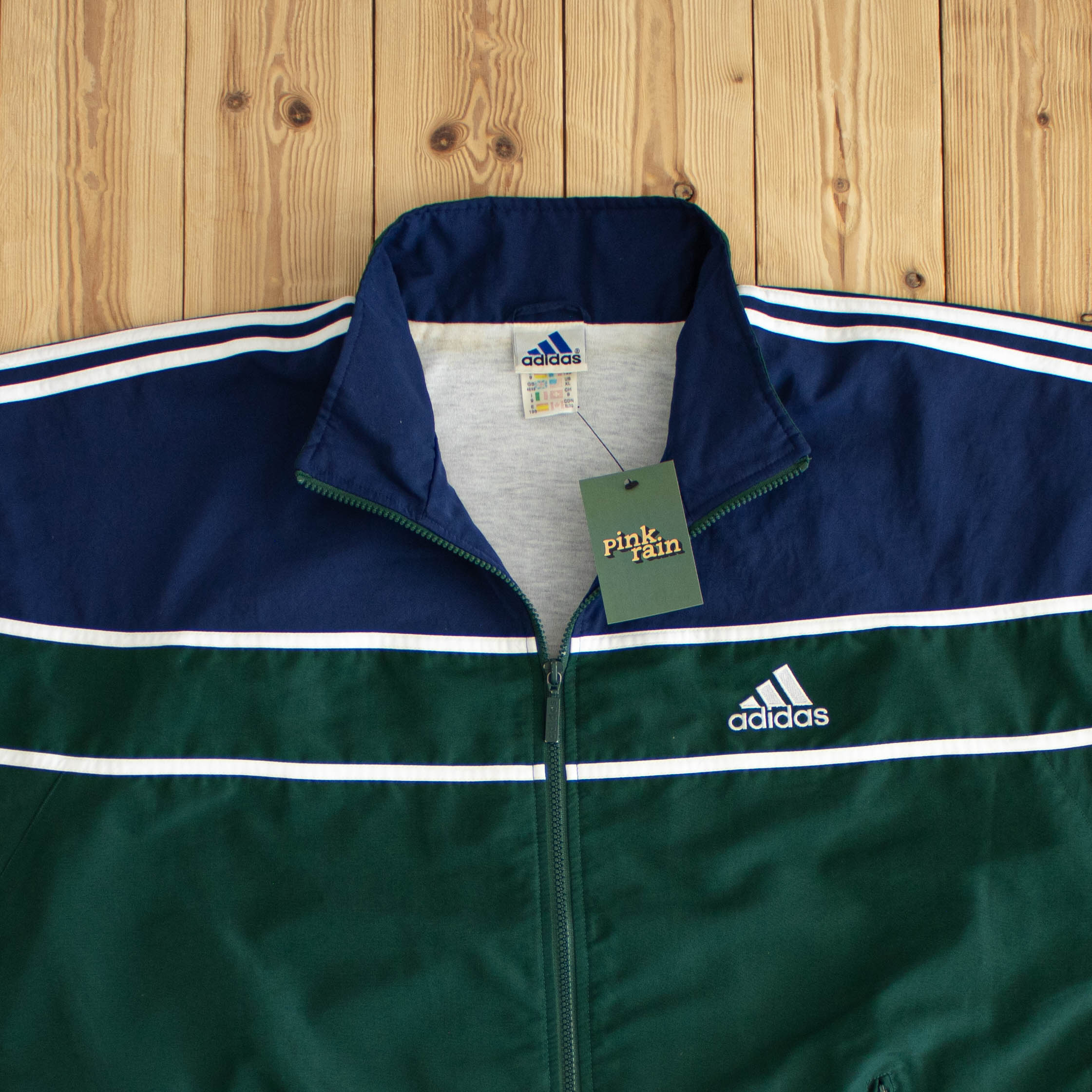 (XL) Adidas Vintage Back Logo Embroidered Jacket Green