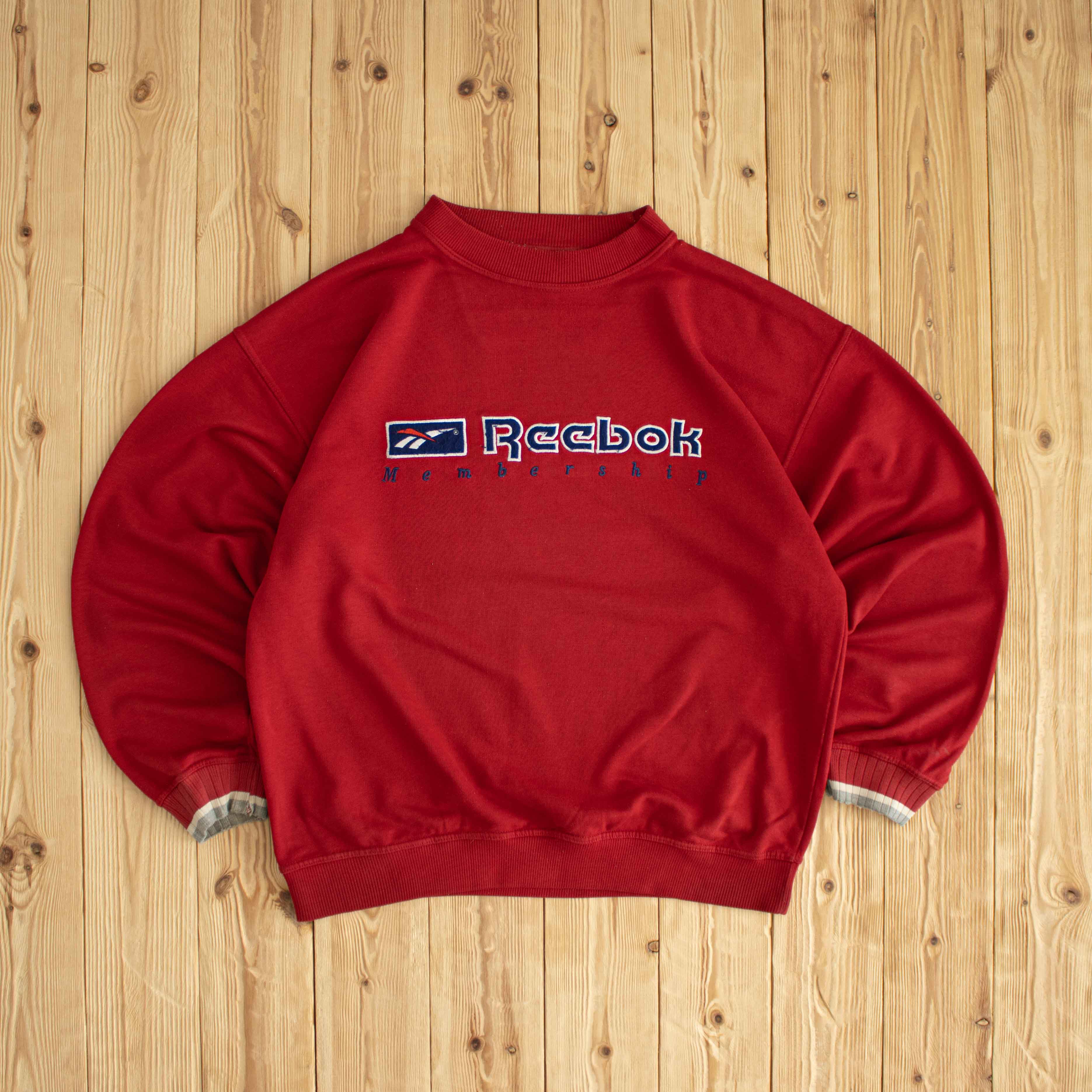 (M/L) Reebok Membership Vintage Embroidered Sweatshirt Red