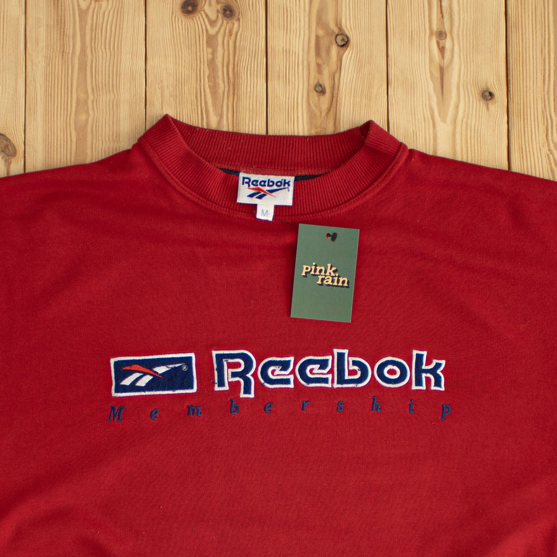 (M/L) Reebok Membership Vintage Embroidered Sweatshirt Red