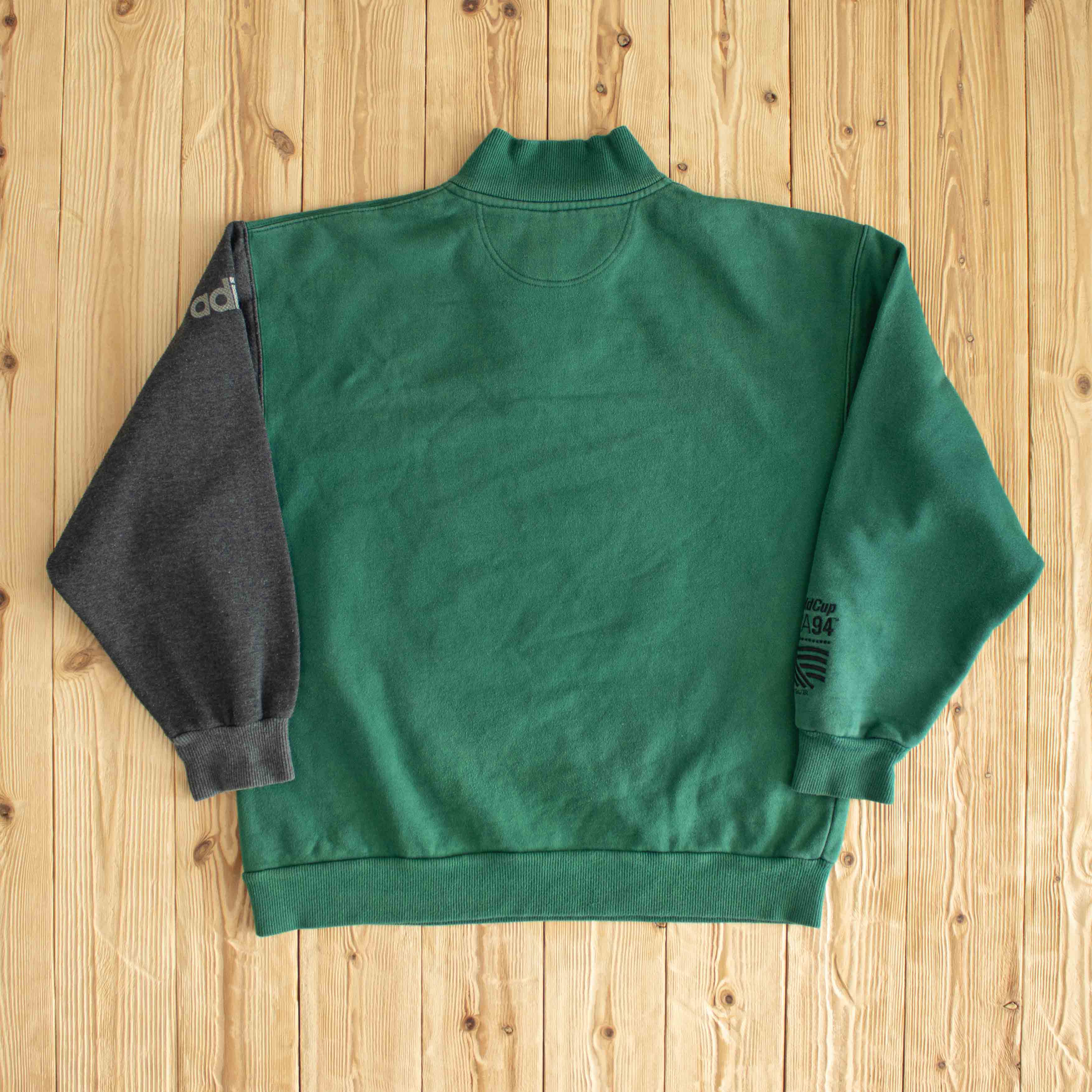(M) 1994 Adidas World Cup USA Vintage Embroidered Quarter-Zip Green