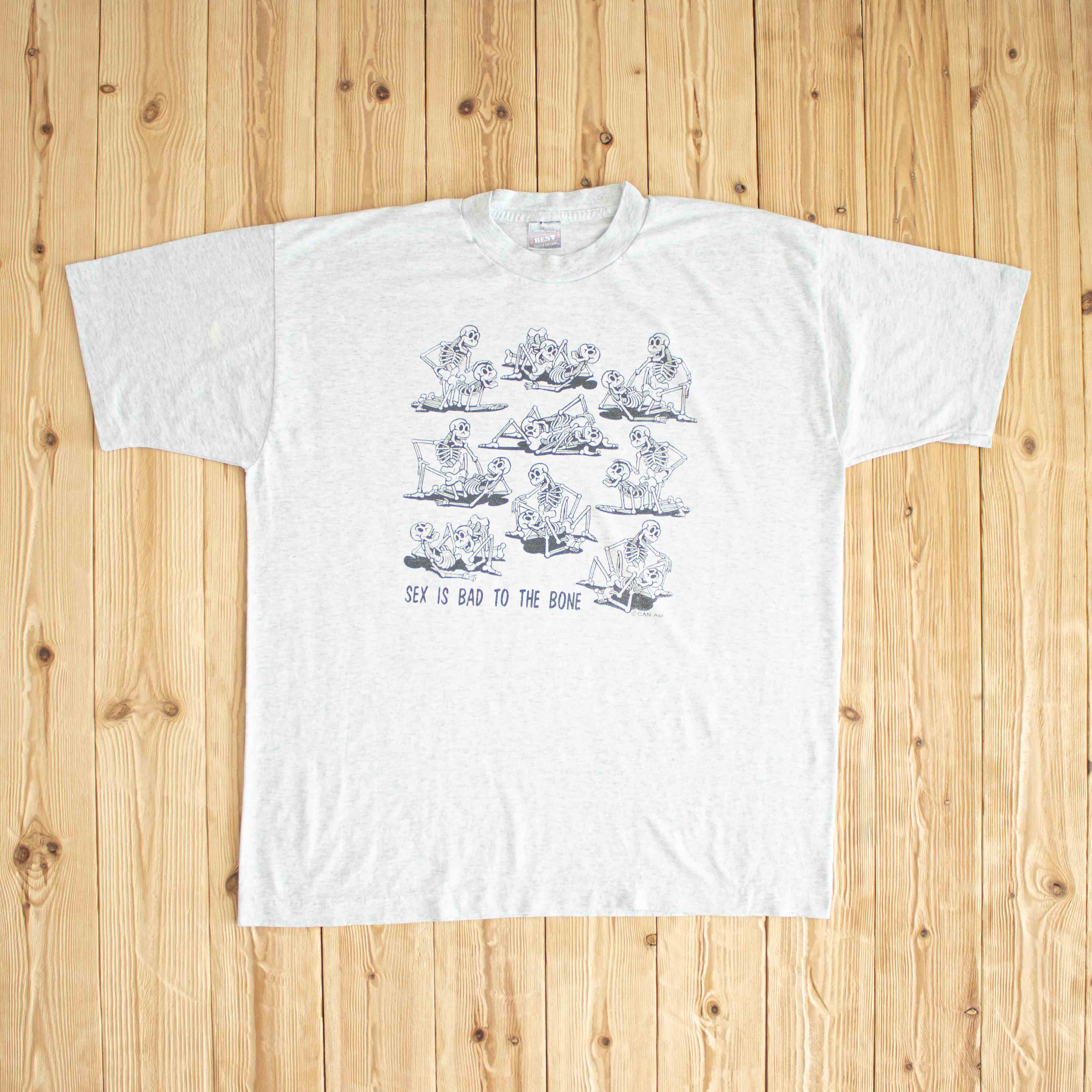 (L/XL) 'Sex is Bad to the Bone' Vintage T-Shirt Gray