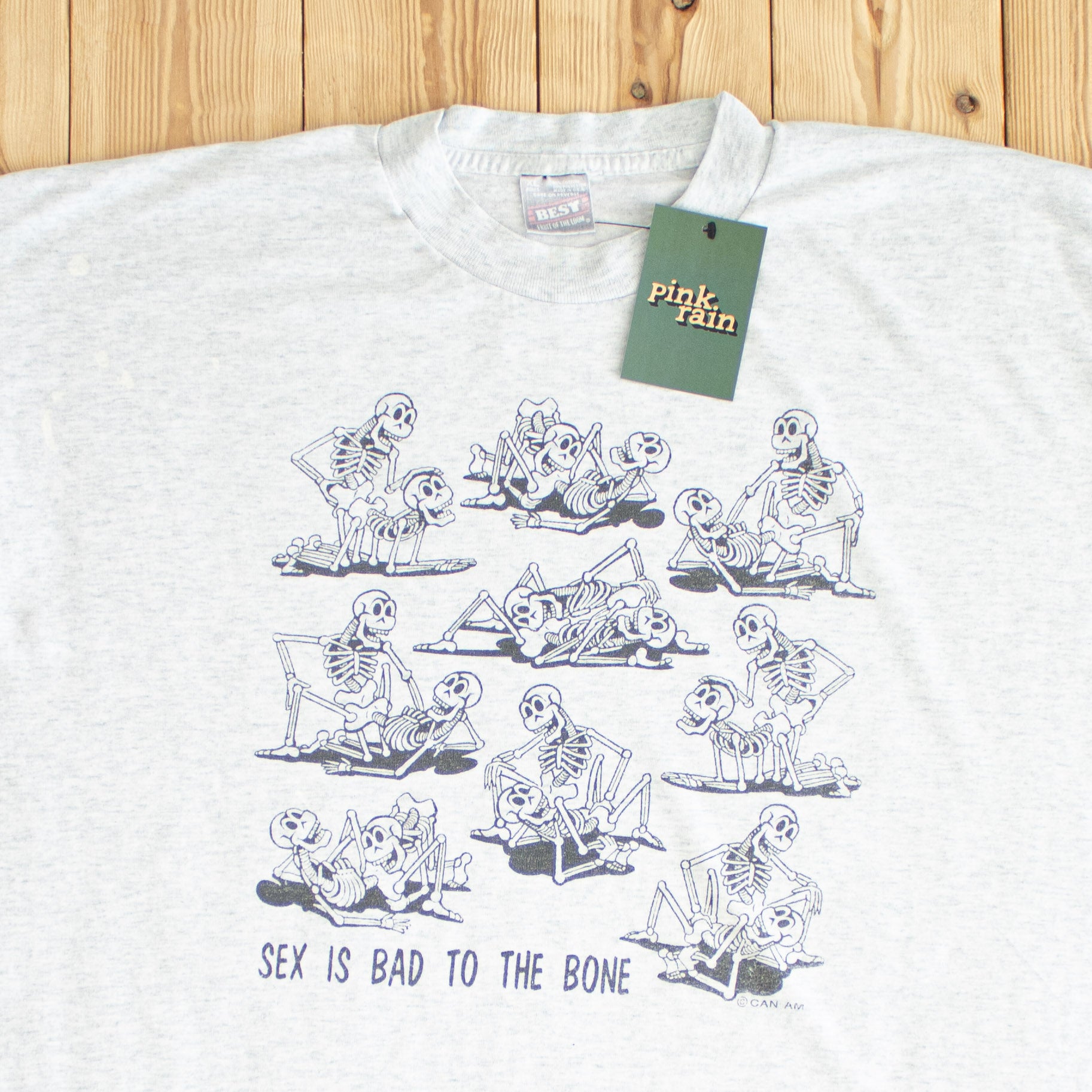 (L/XL) 'Sex is Bad to the Bone' Vintage T-Shirt Gray