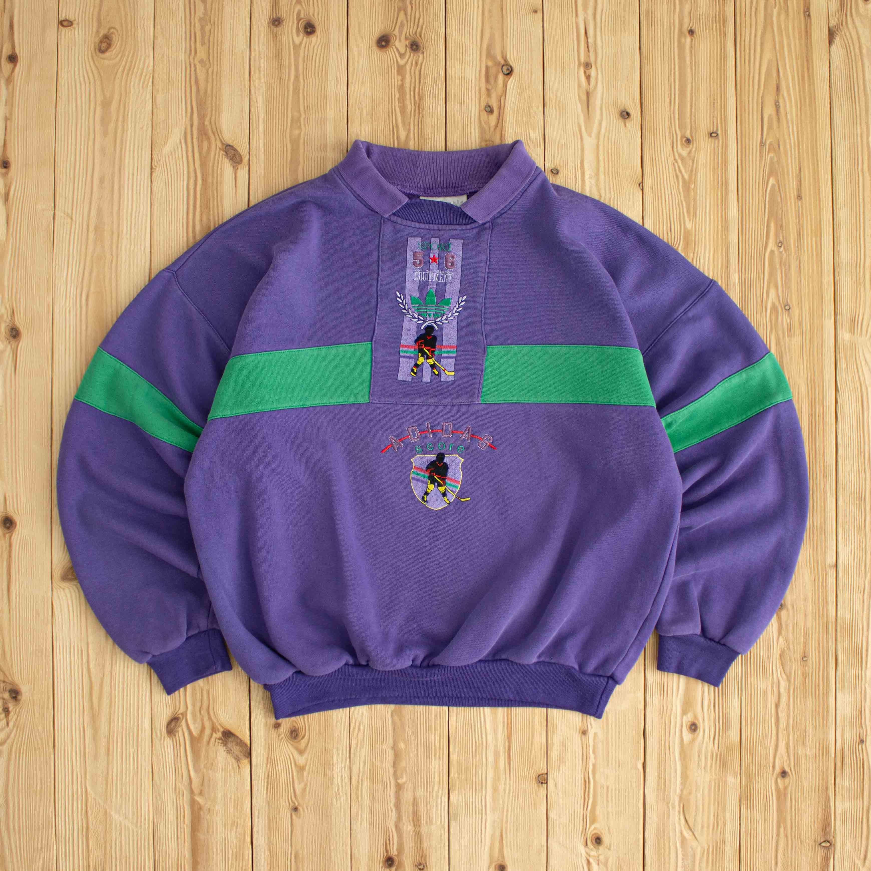 (M) Adidas Sport Equipment Vintage Embroidered Sweatshirt Purple