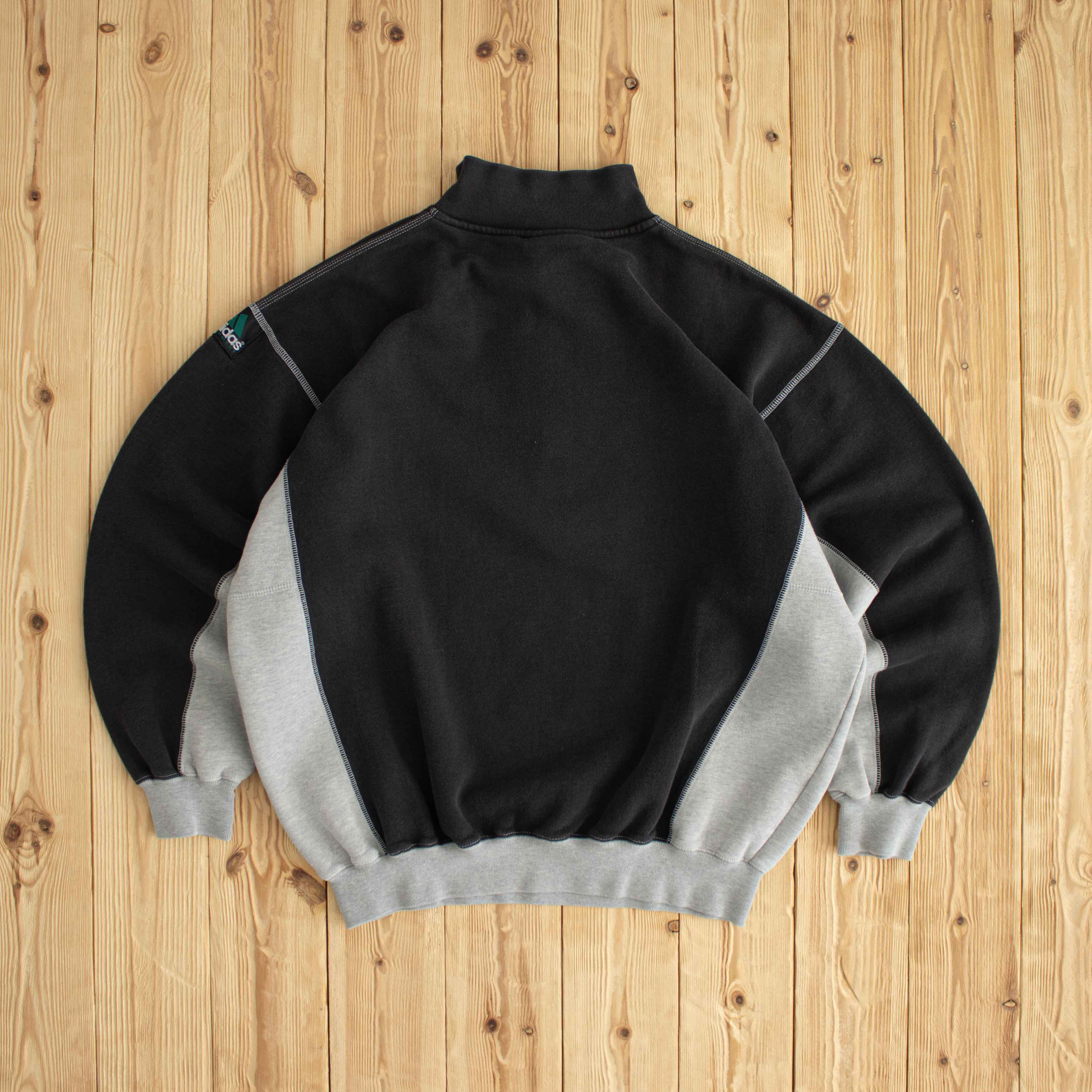 (L) Adidas Equipment Vintage Embroidered Quarter-Zip Black