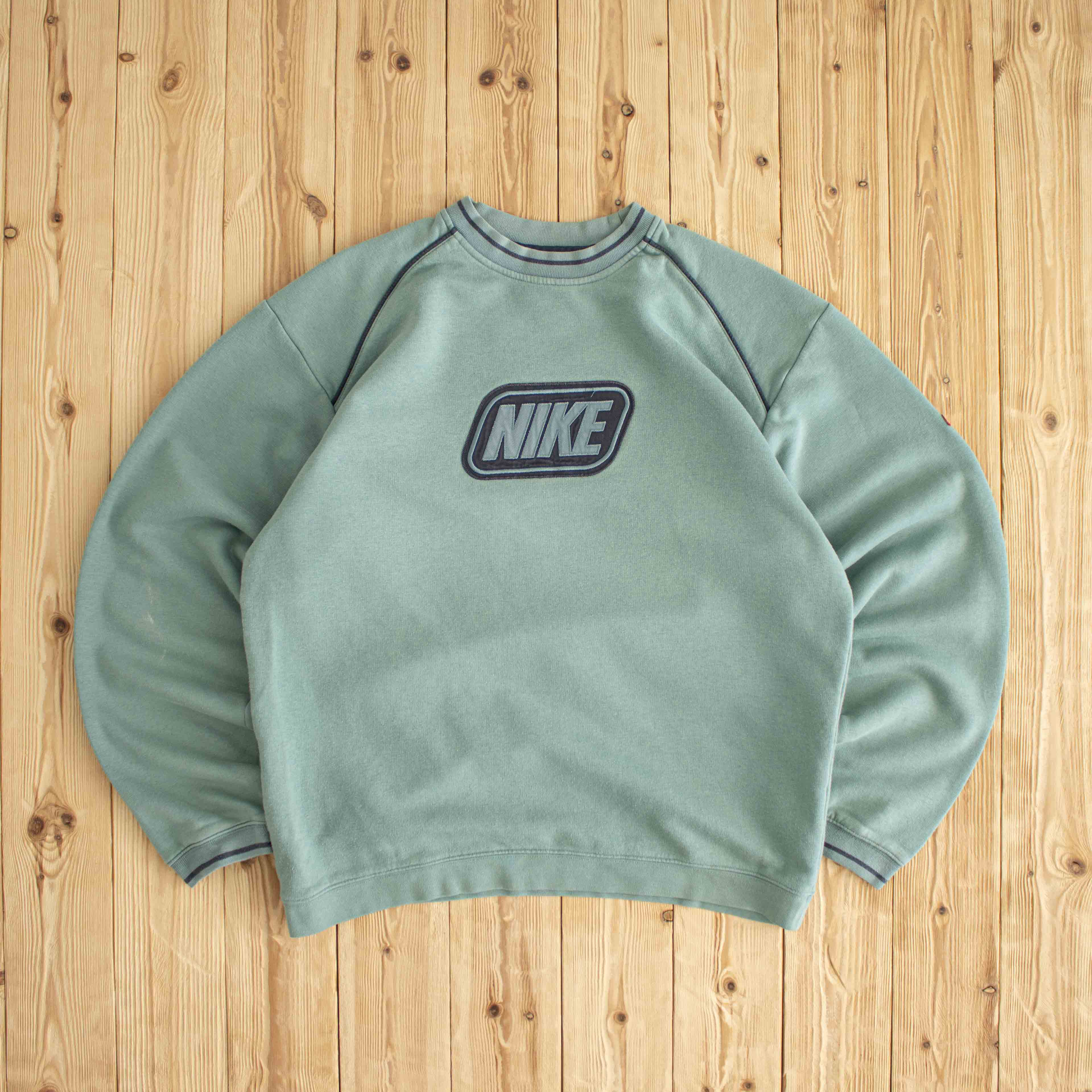 (XL) Nike Spell Out Vintage Embroidered Sweatshirt Green