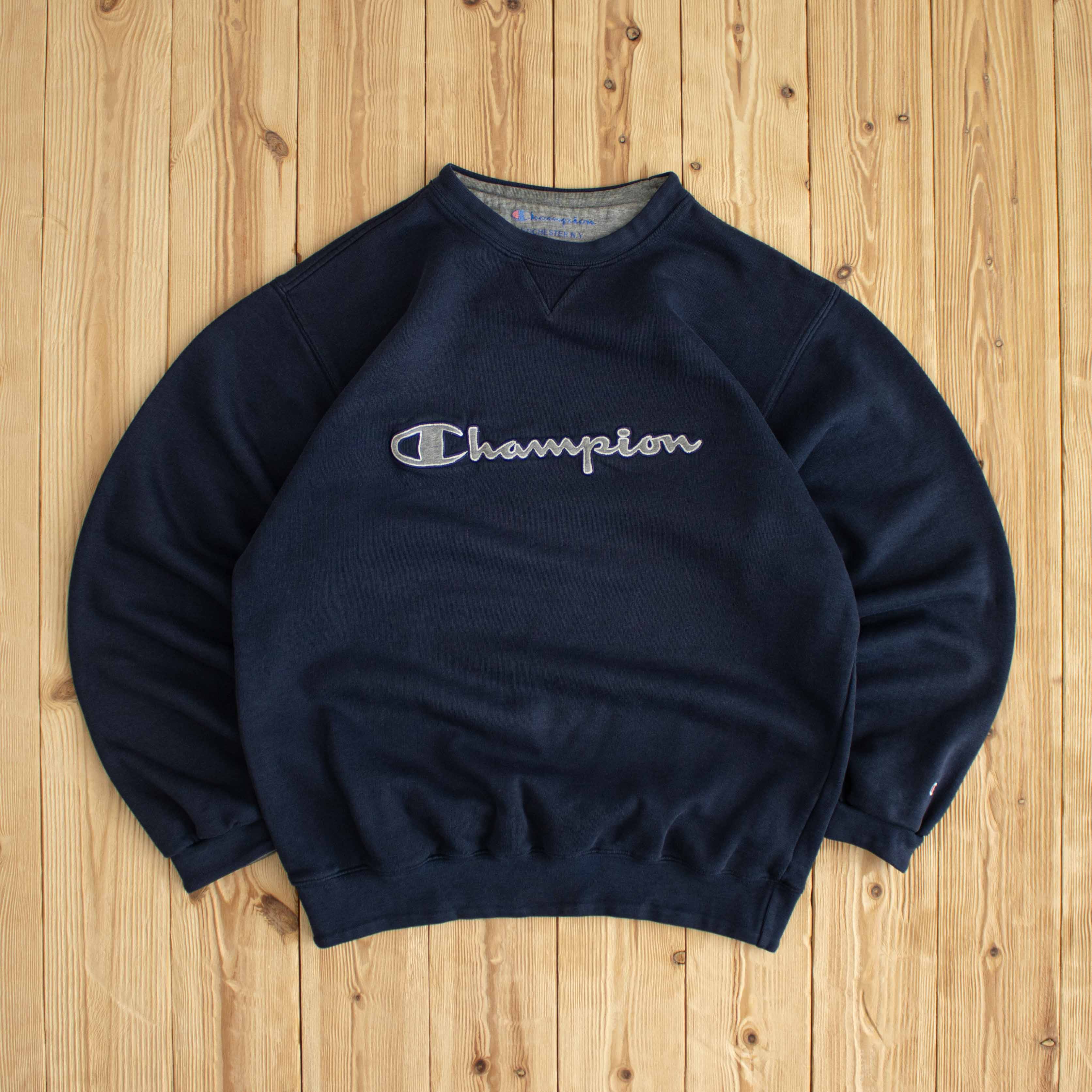 (M) Champion Vintage Embroidered Sweatshirt Blue