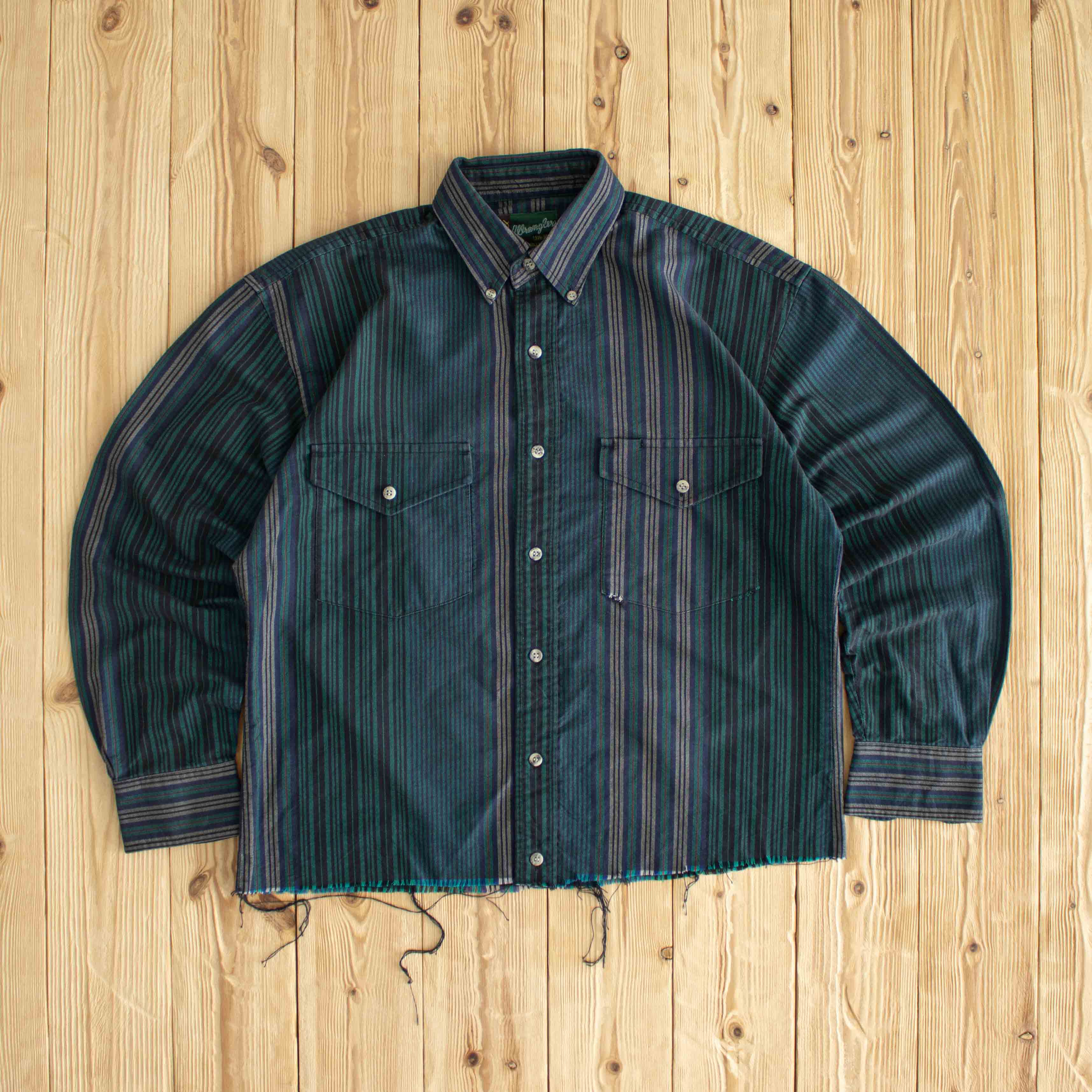 (M/L) Wrangler Vintage Cropped Single Needle Tailoring Shirt Green