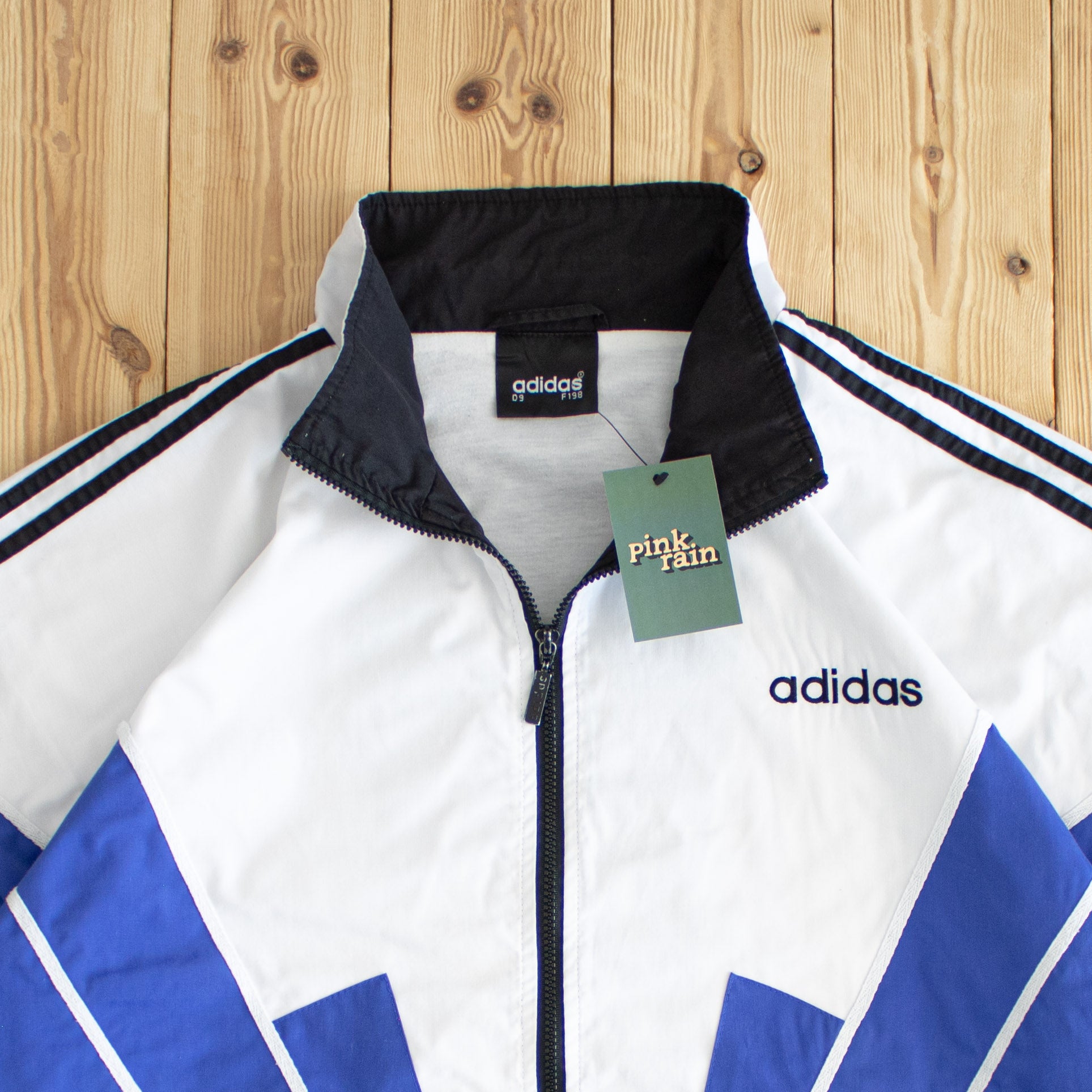 (XL) Adidas Vintage Embroidered Jacket Black Blue