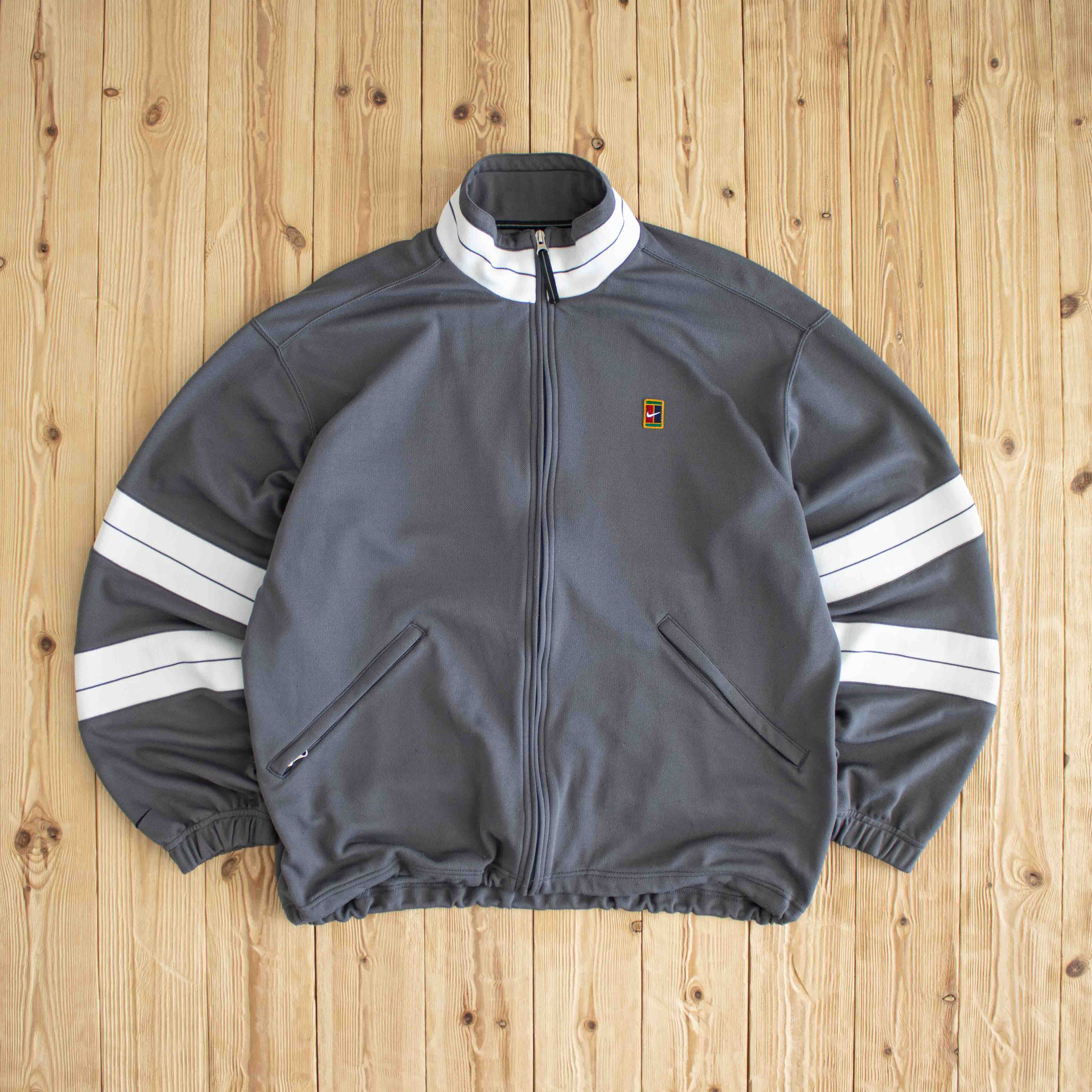 (XL) Nike Vintage Embroidered Full-Zip Jacket/Sweatshirt Gray