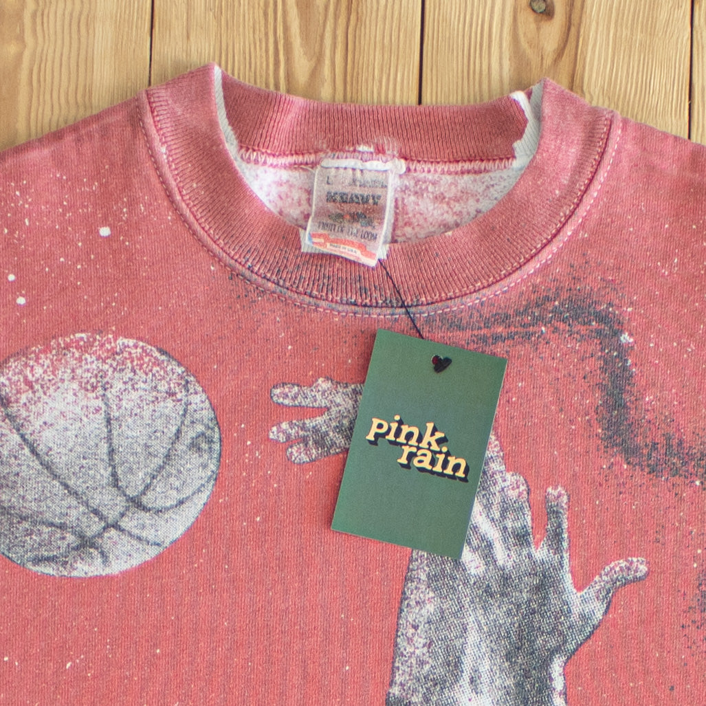 (M) Michael Jordan Chicago Bulls Vintage All Over Print Sweatshirt Pink White