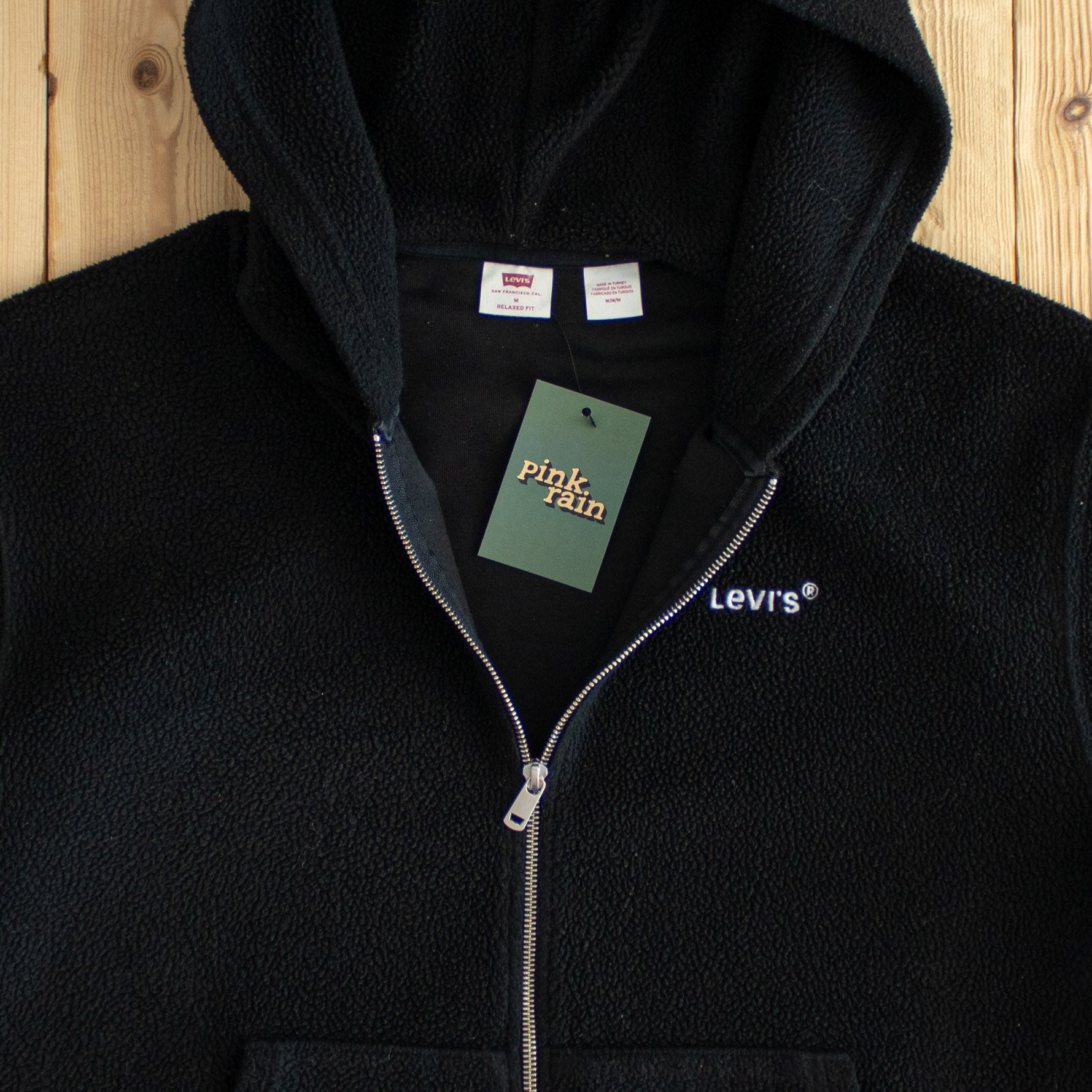 (M) Levi's Fleece Full-Zip Embroidered Sweatshirt/Jacket Black