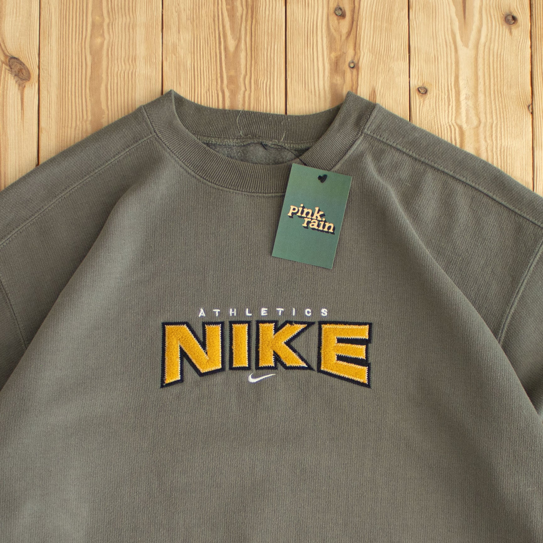 (L) Nike Athletics Vintage Embroidered Sweatshirt Khaki Green