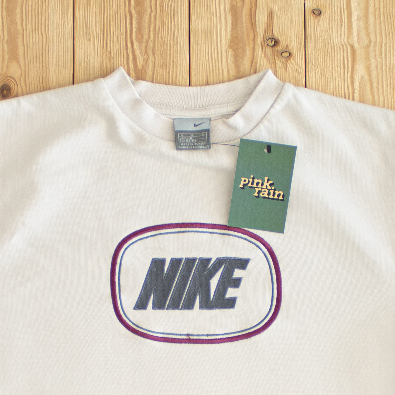 (S) Nike Spell Out Vintage Embroidered Sweatshirt Beige