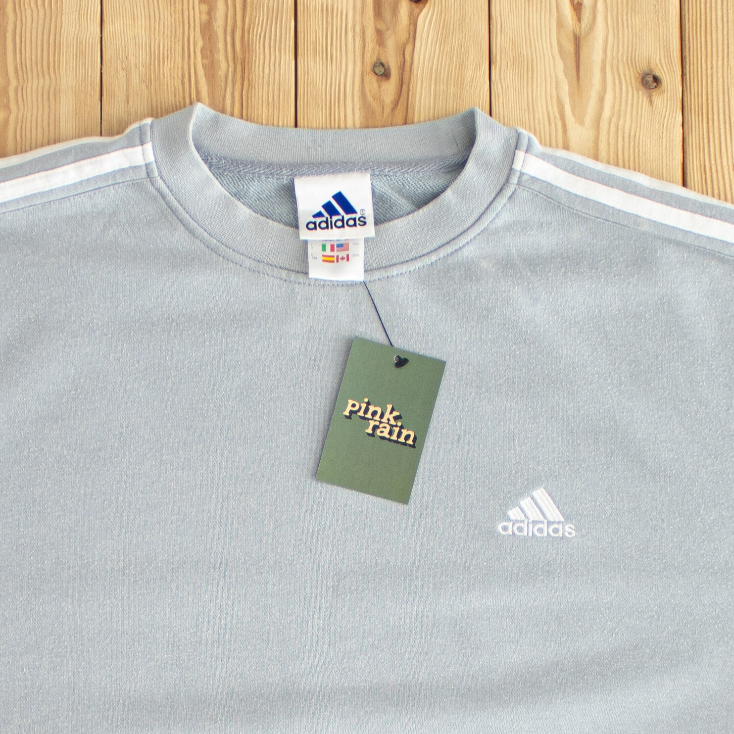 (XL) Adidas Vintage Essential Embroidered Sweatshirt Blue