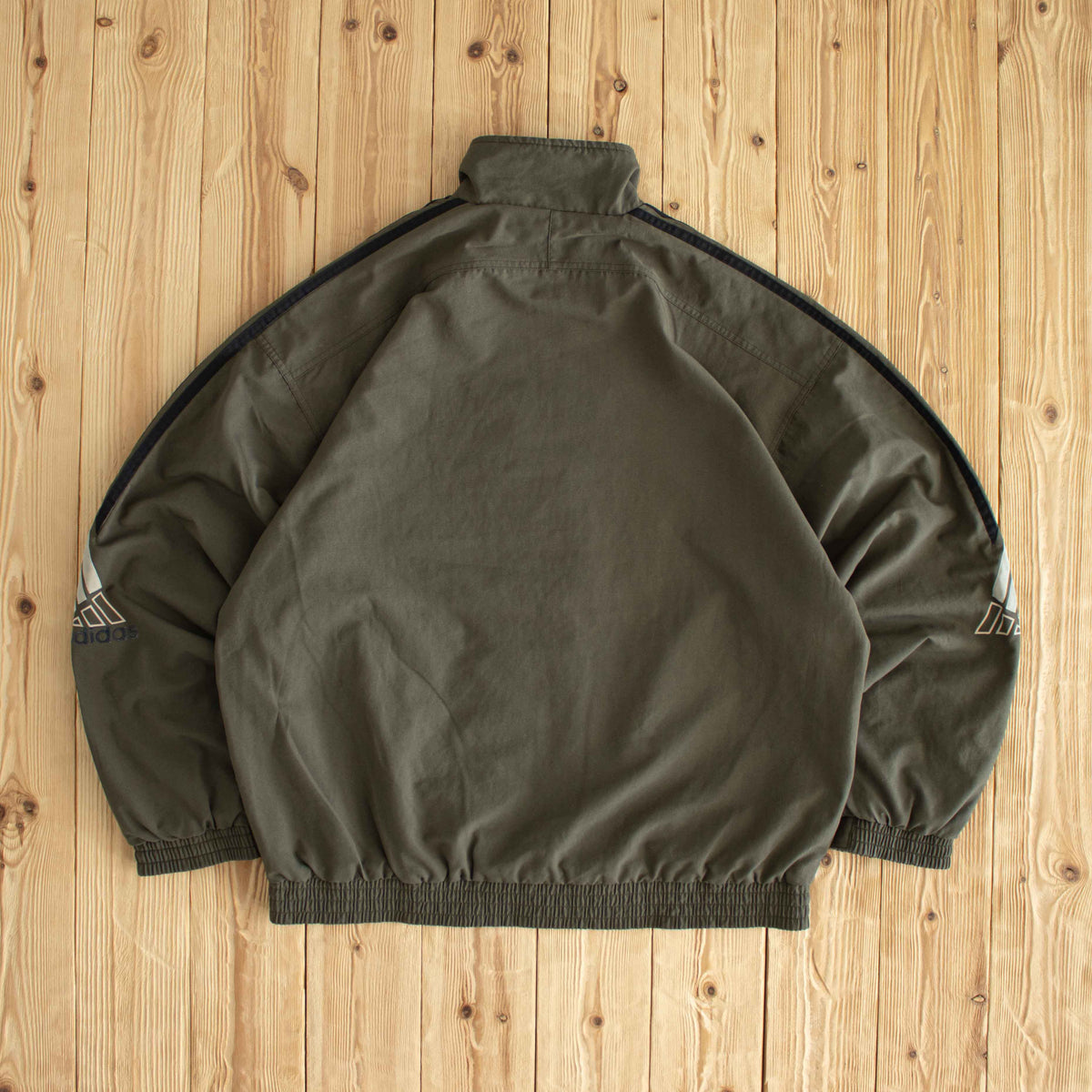 (L) Adidas Vintage Embroidered Jacket Green Khaki