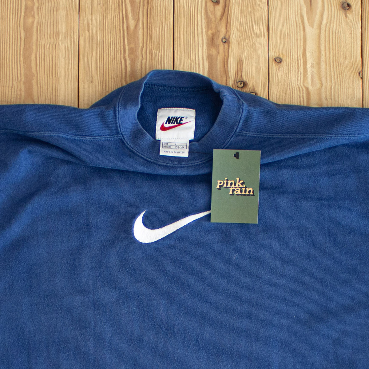 (S/M) Nike Swoosh Vintage Embroidered Light Sweatshirt Blue