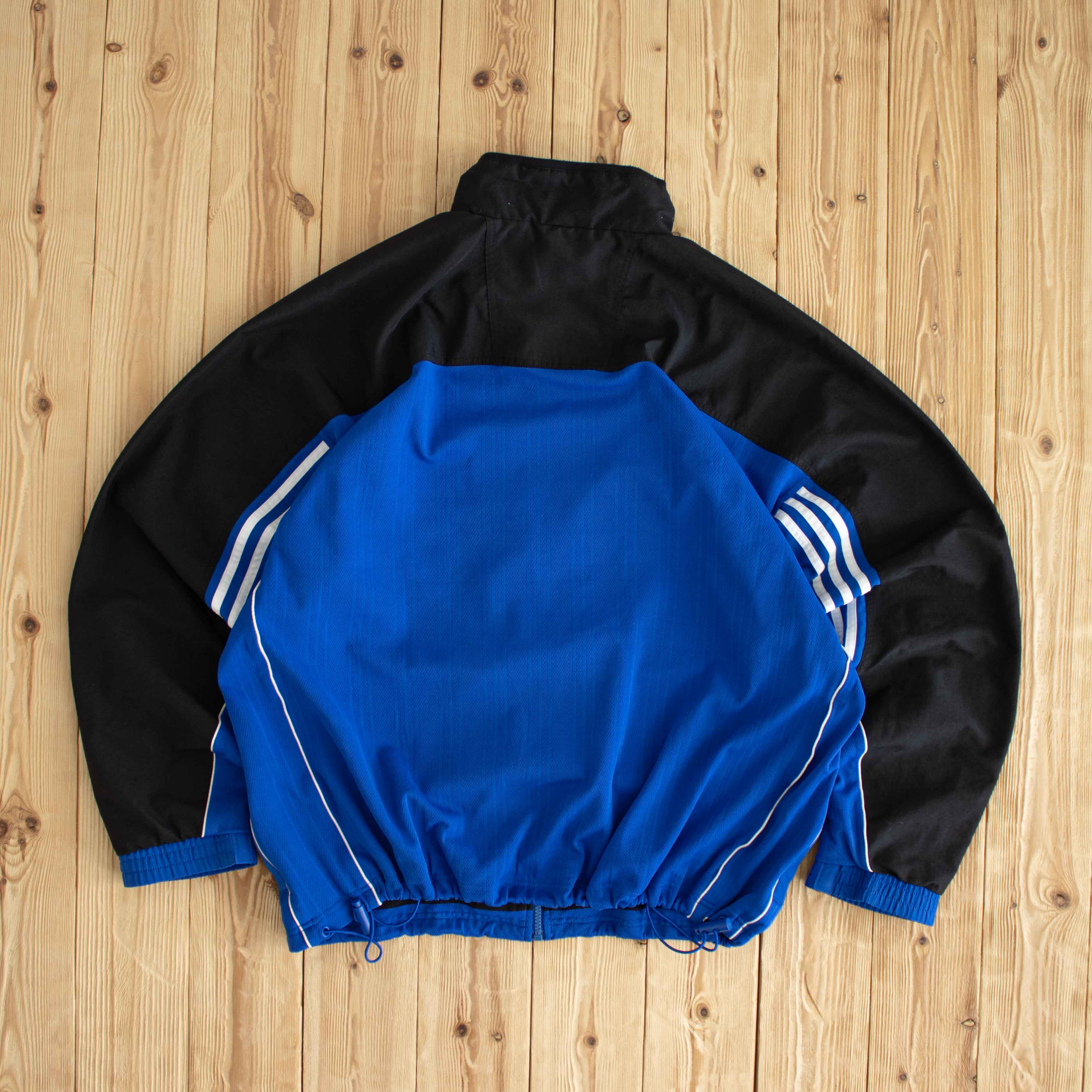 (L/XL) Adidas Vintage Embroidered Jacket Black Blue