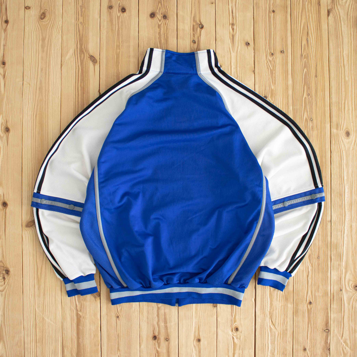 (L) Adidas Vintage Embroidered Full-Zip Sweatshirt Blue