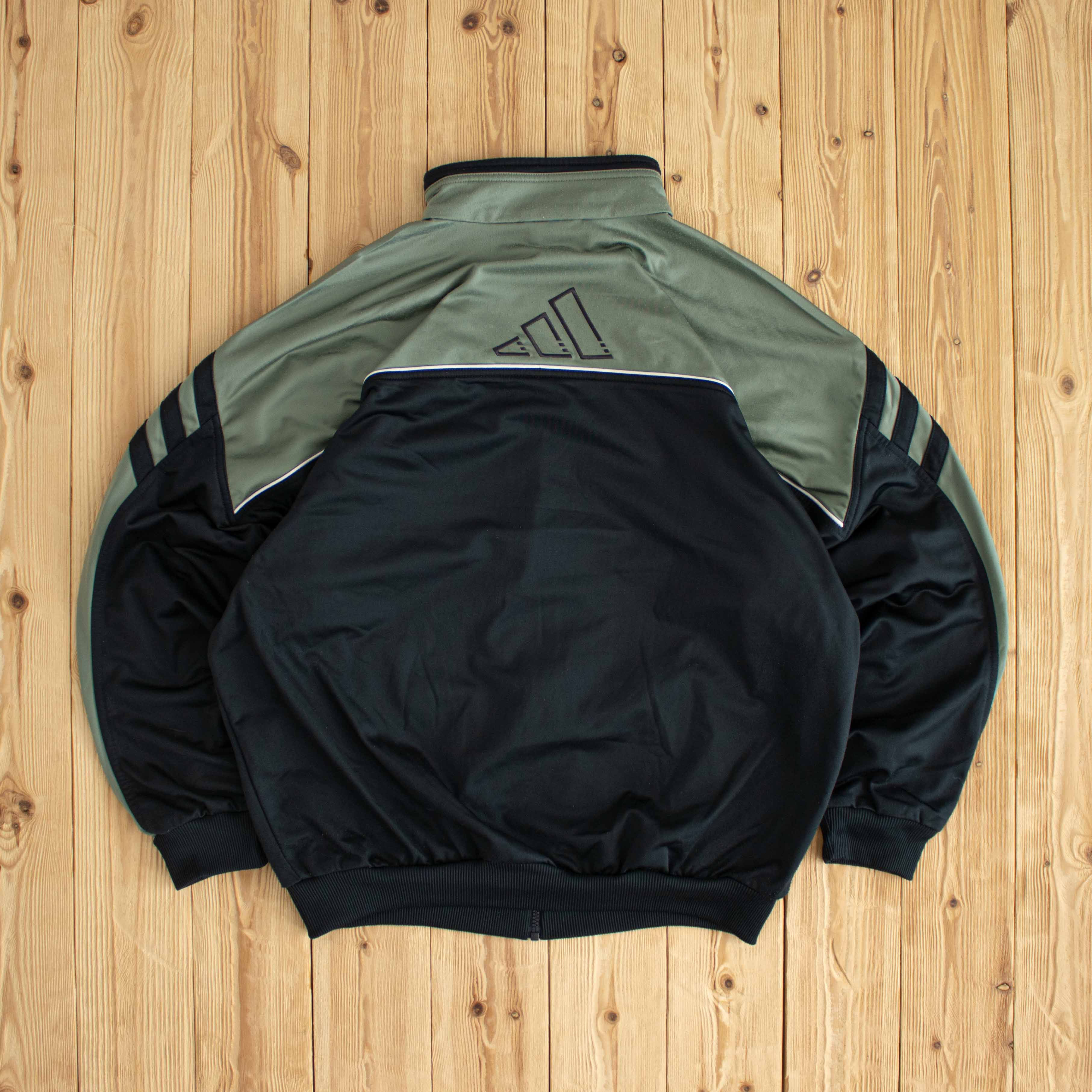(L) Adidas Vintage Embroidered Full-Zip Sweatshirt Black