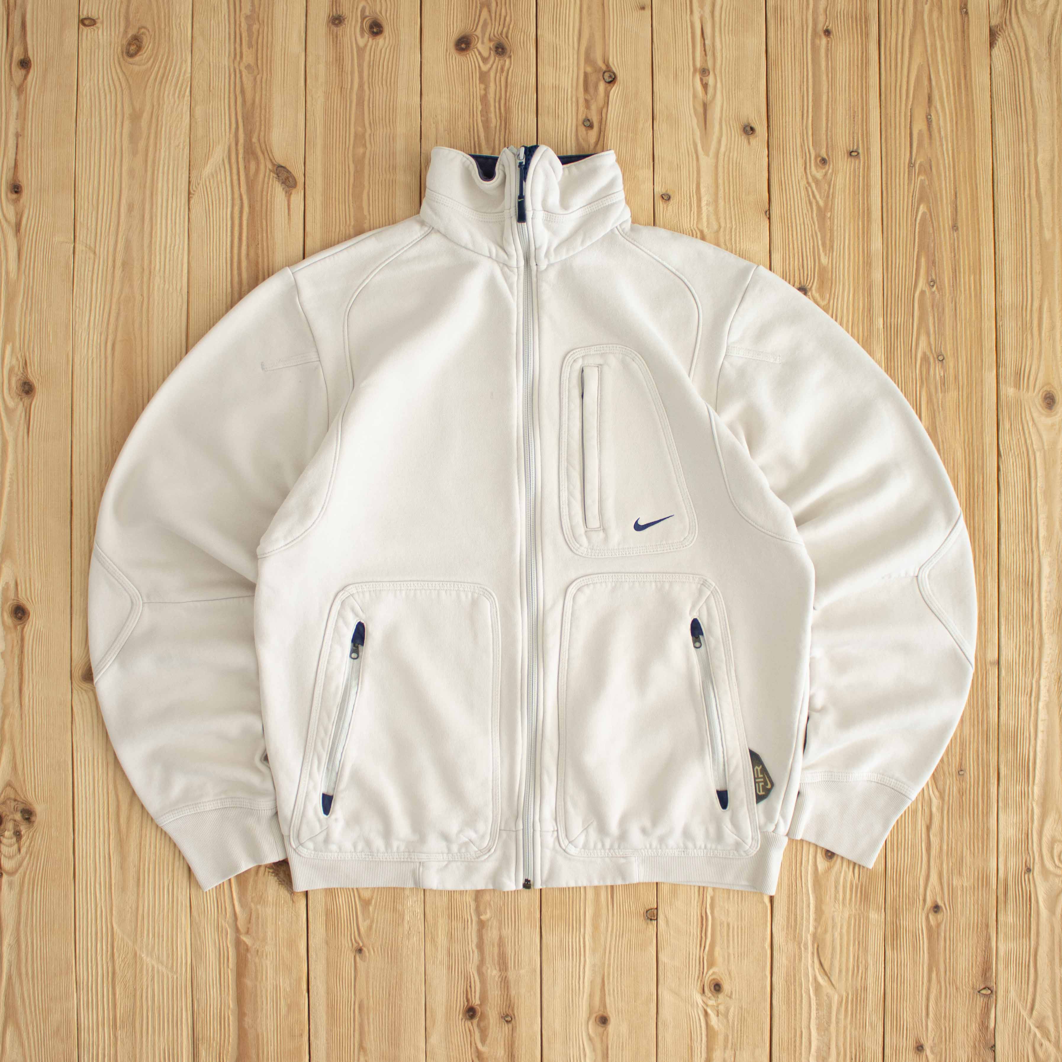 (M) Nike Air Vintage Embroidered Full-Zip Sweatshirt Beige