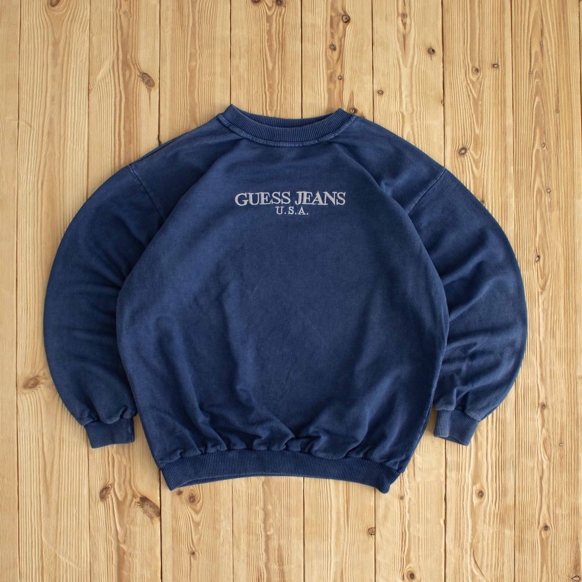 (S) Guess Jeans USA Vintage Embroidered Sweatshirt Blue