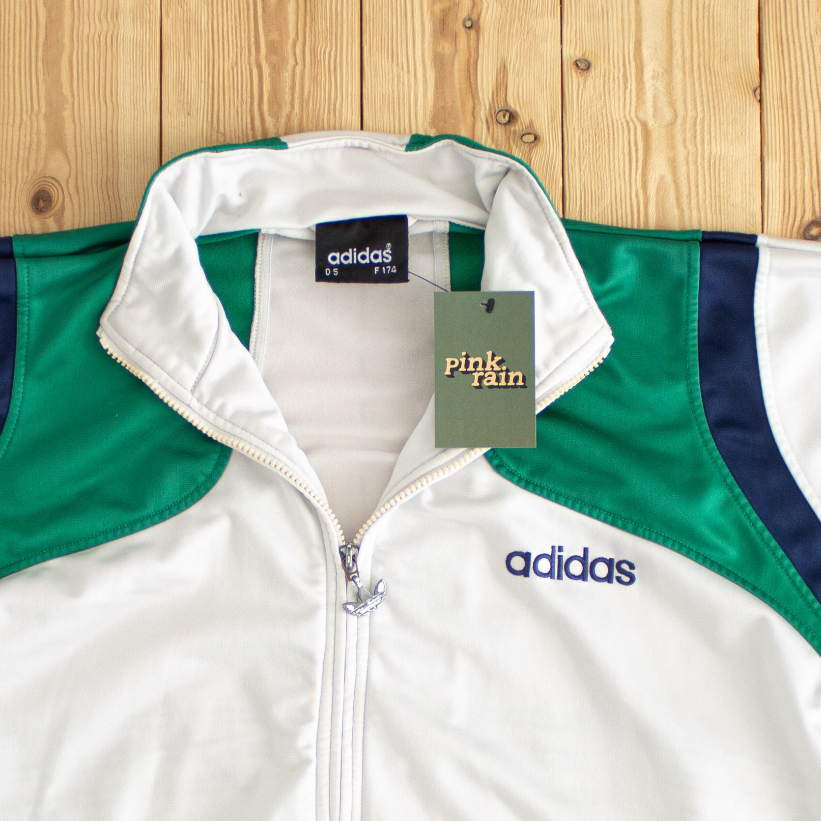 (M) Adidas Vintage Embroidered Full-Zip Sweatshirt White