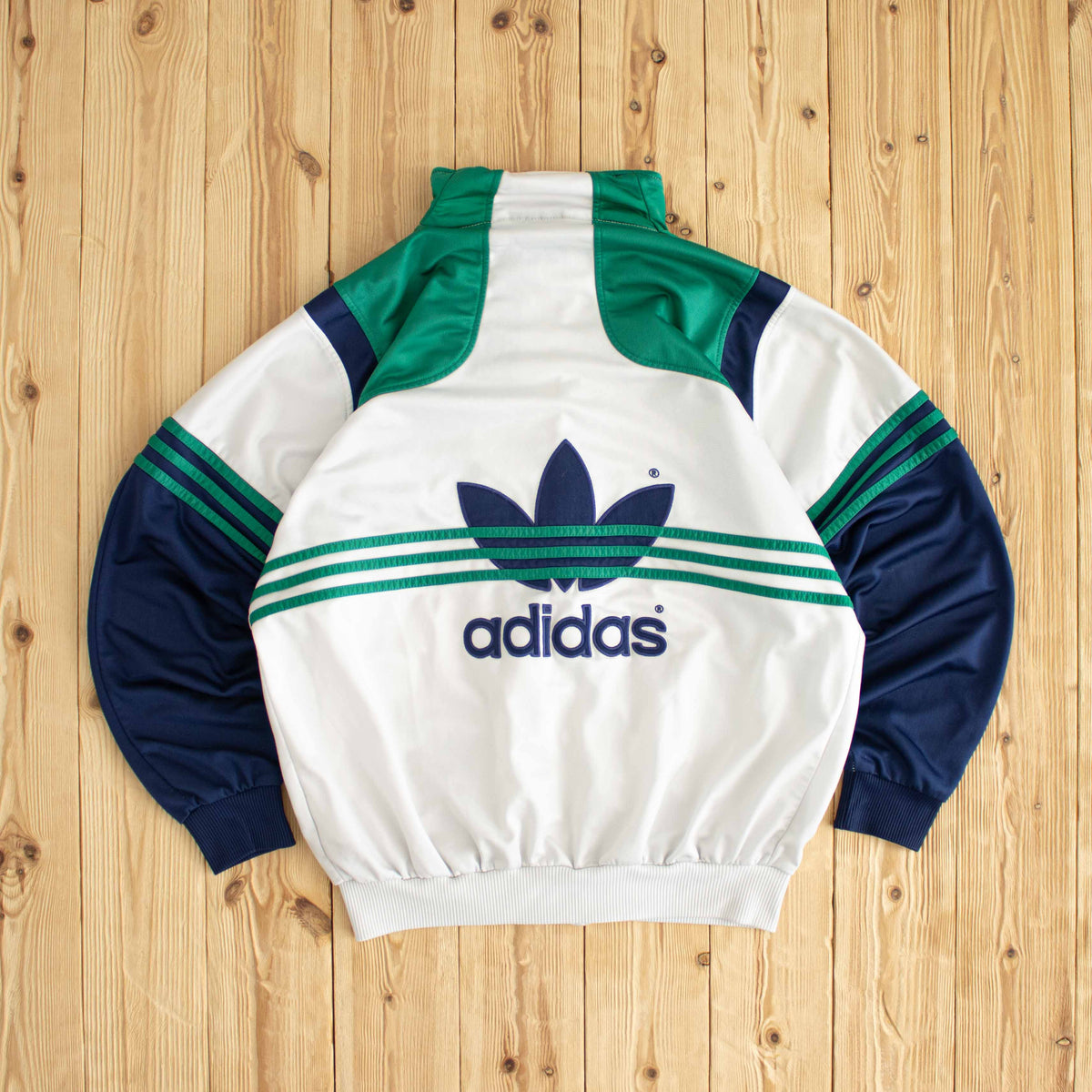 (M) Adidas Vintage Embroidered Full-Zip Sweatshirt White