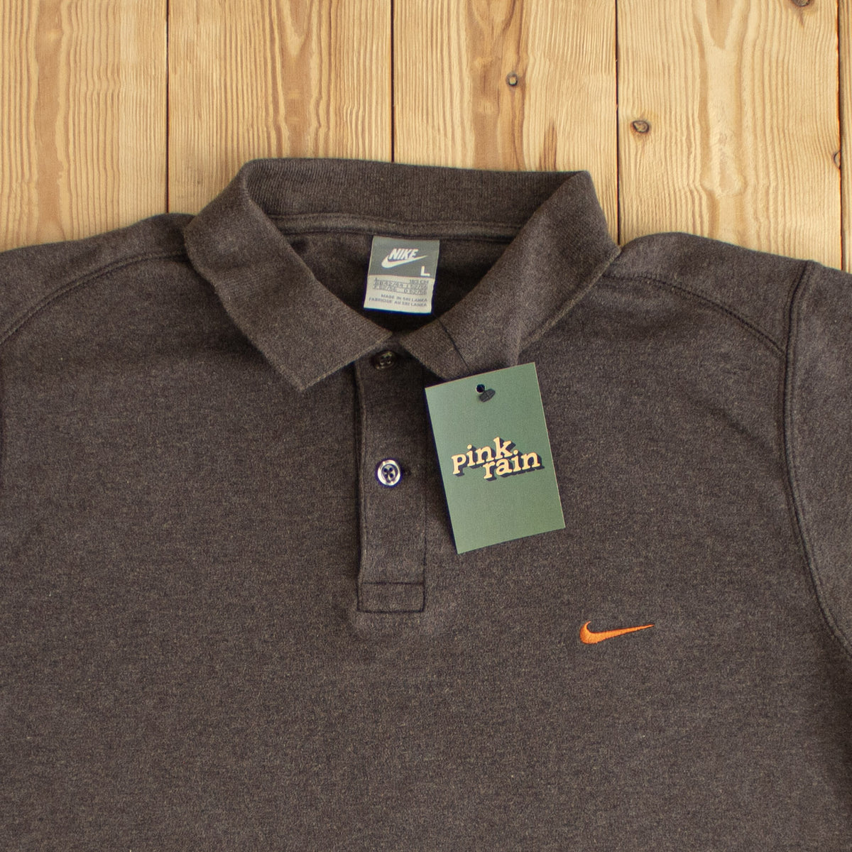 (M) Nike Vintage Essential Embroidered Polo T-Shirt Brown