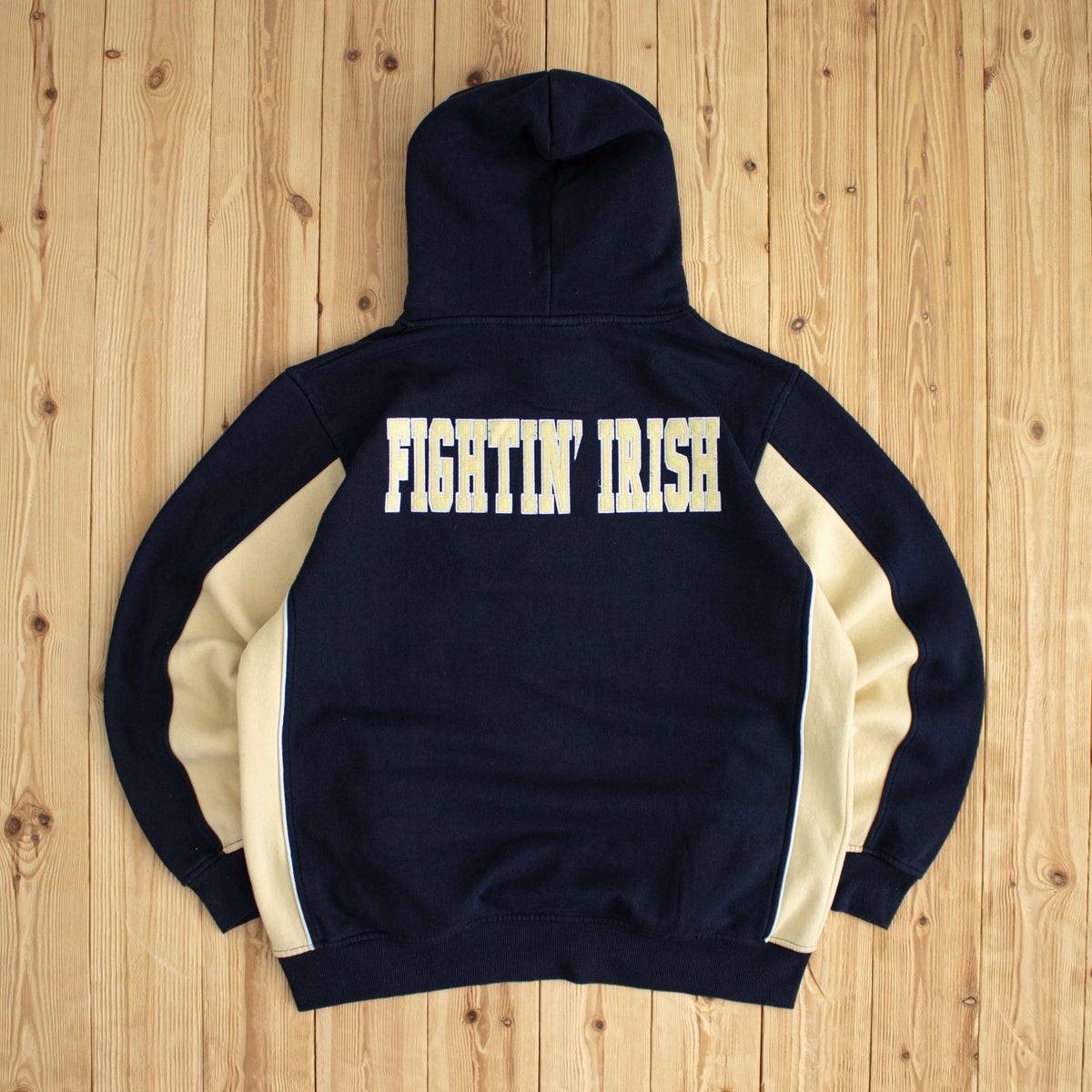 (M) Colosseum Notre Dame Fighting Irish Vintage Embroidered Hoodie Blue