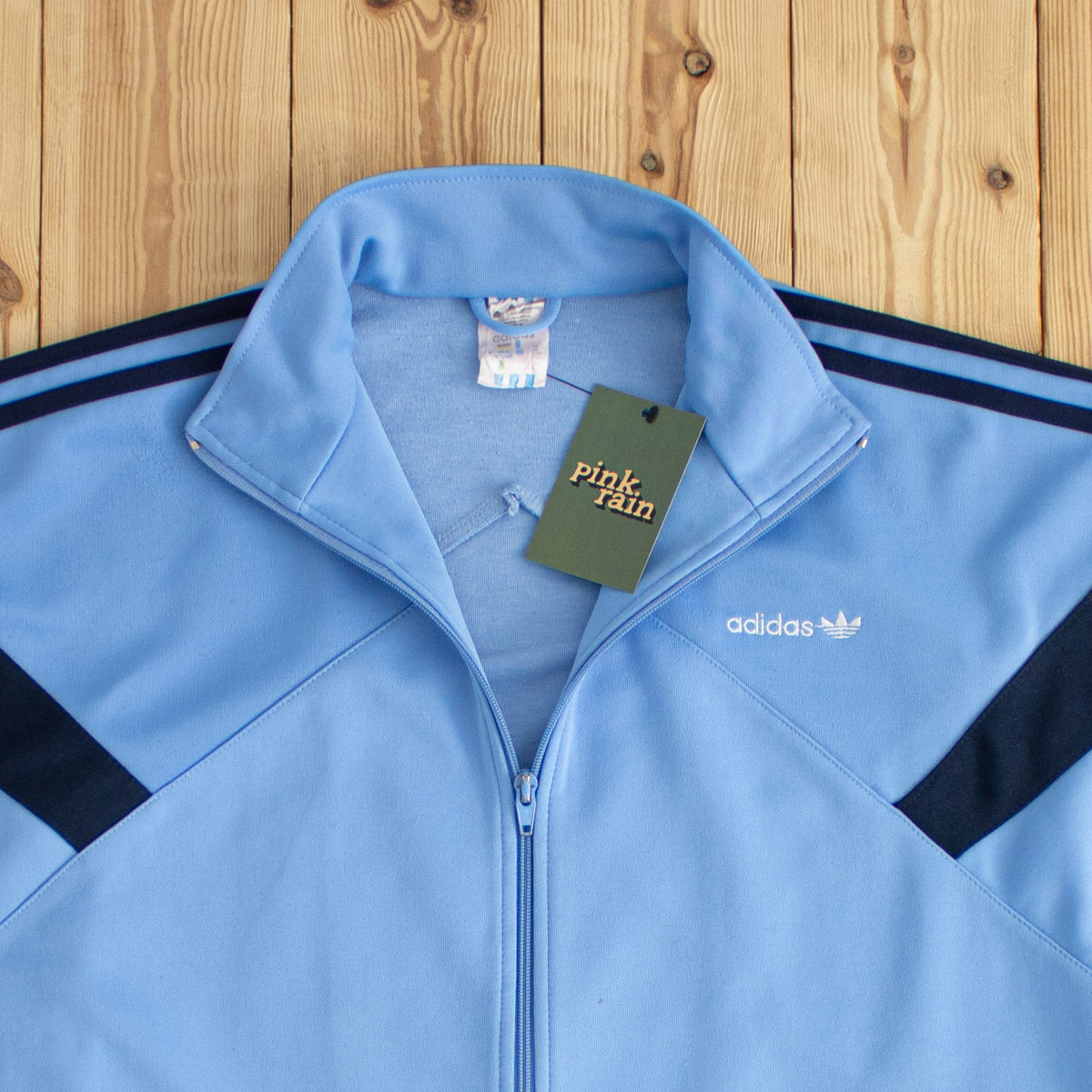 (M) Adidas Vintage Embroidered Full-Zip Sweatshirt Blue