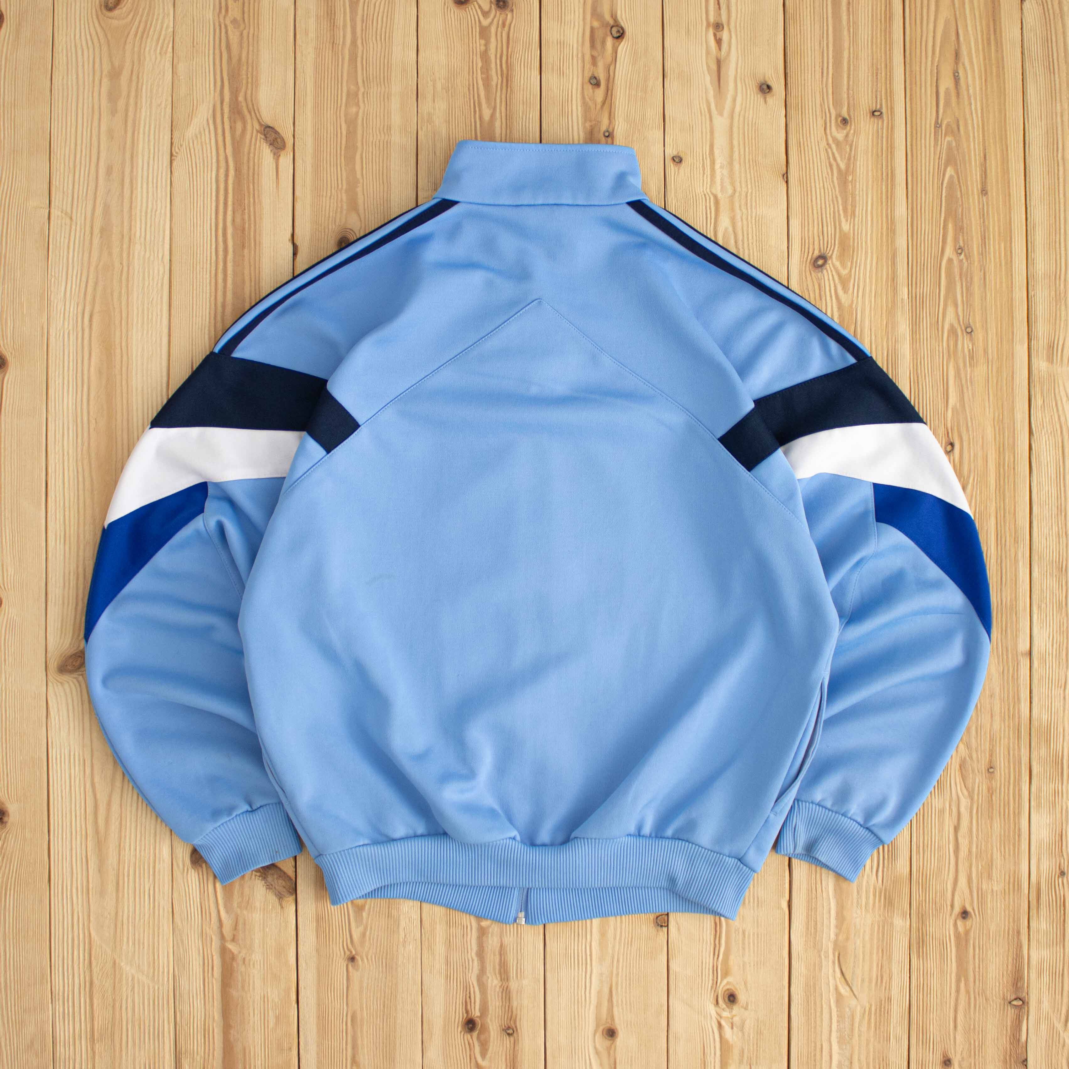 (M) Adidas Vintage Embroidered Full-Zip Sweatshirt Blue