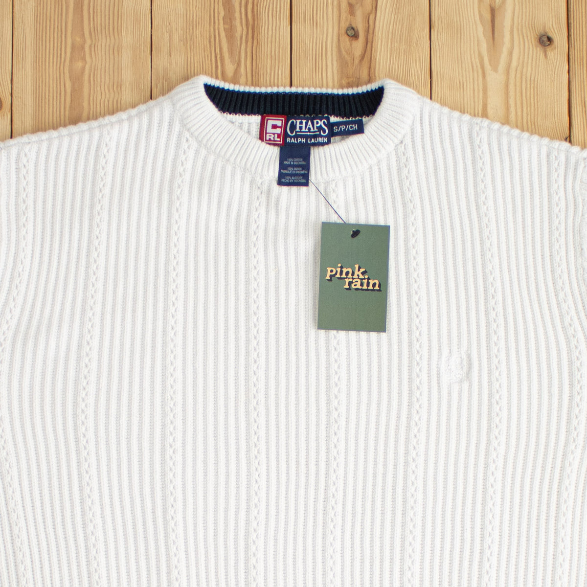 (M/L) Chaps Ralph Lauren Vintage Embroidered Sweater White