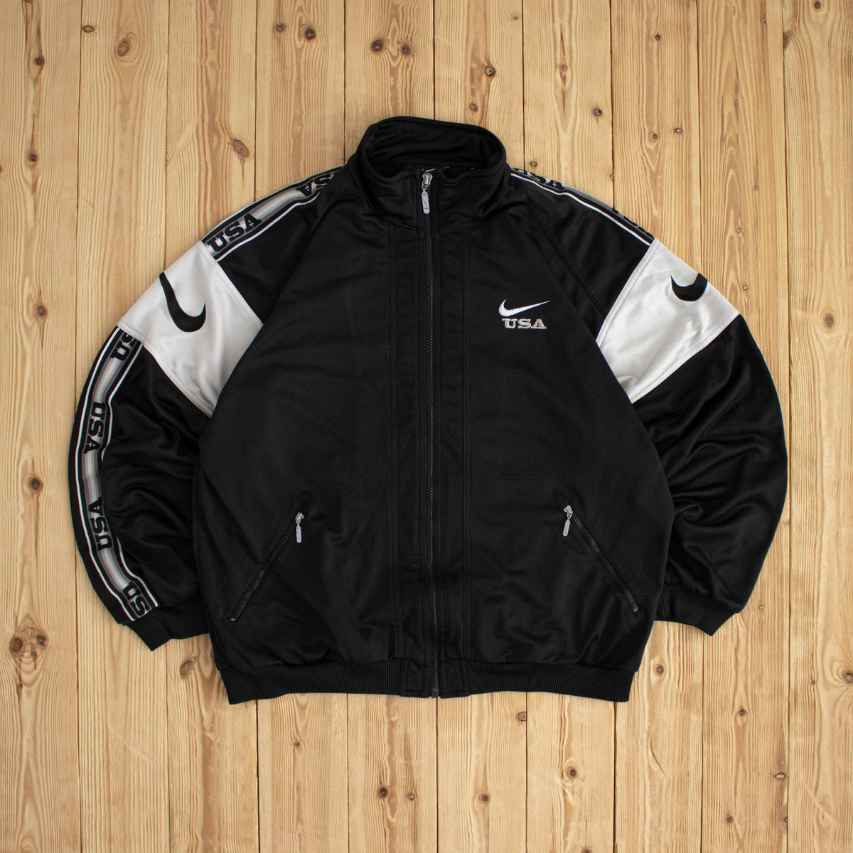 (L) Nike USA Vintage Embroidered Full-Zip Sweatshirt Black